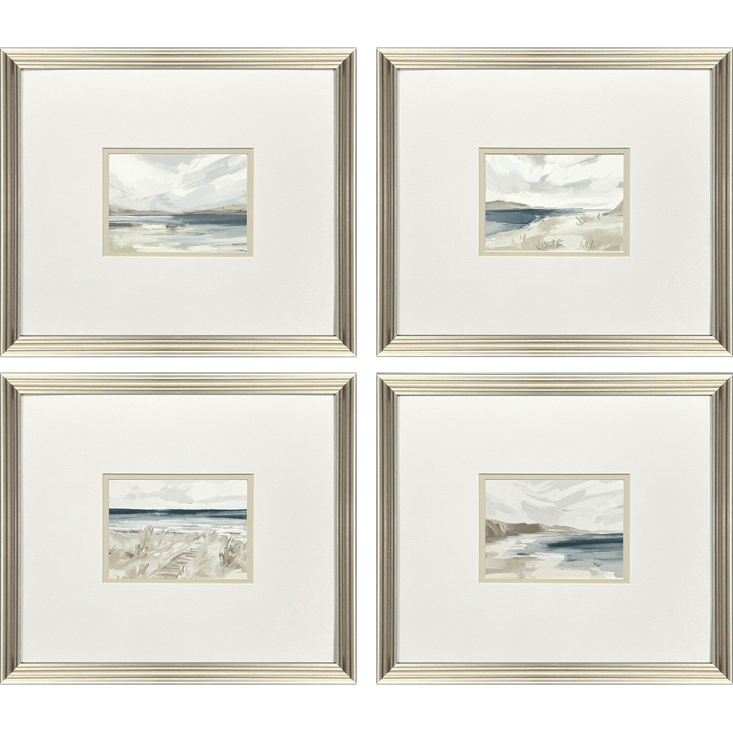Easy Day Blue and Beige and Multi and White Framed Art