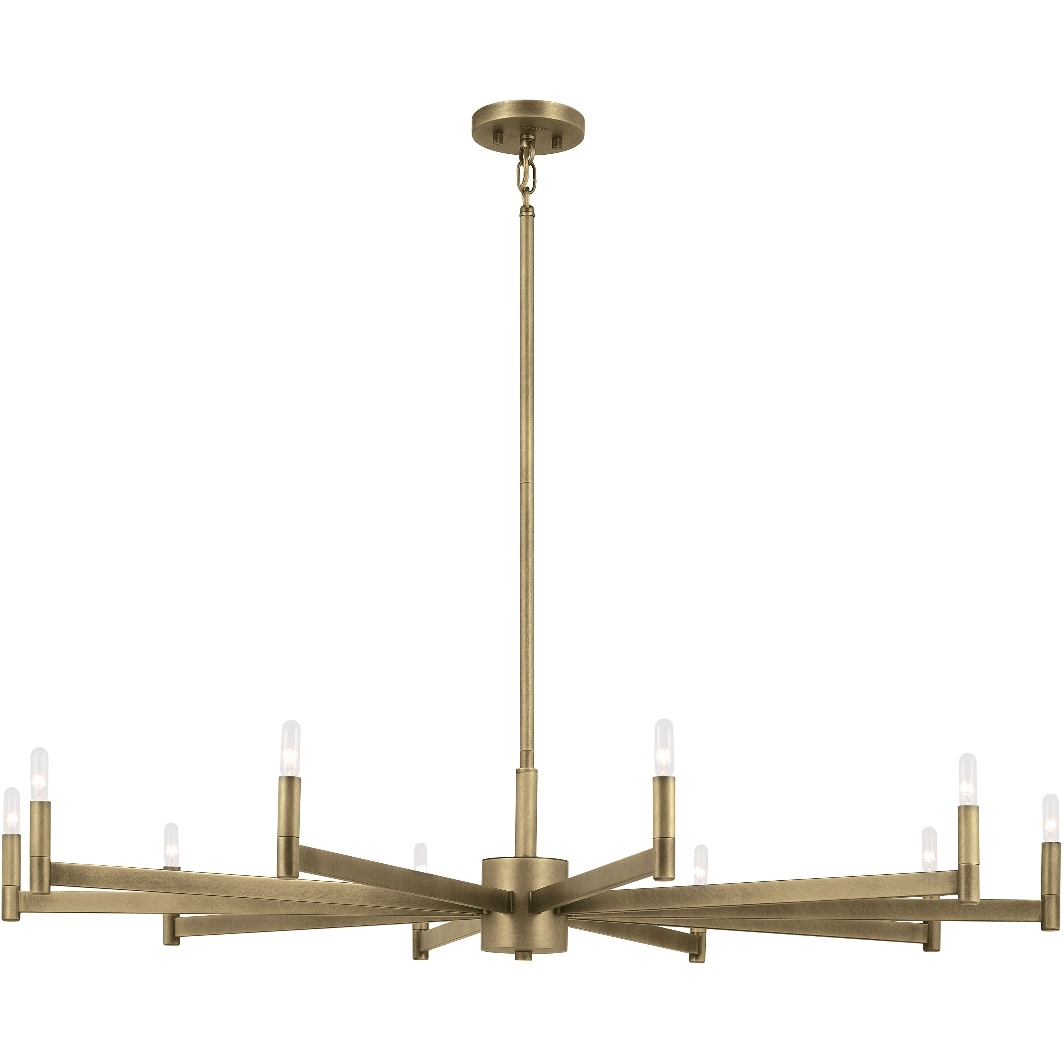Erzo 10 Light Natural Brass Chandelier Ceiling Light Large