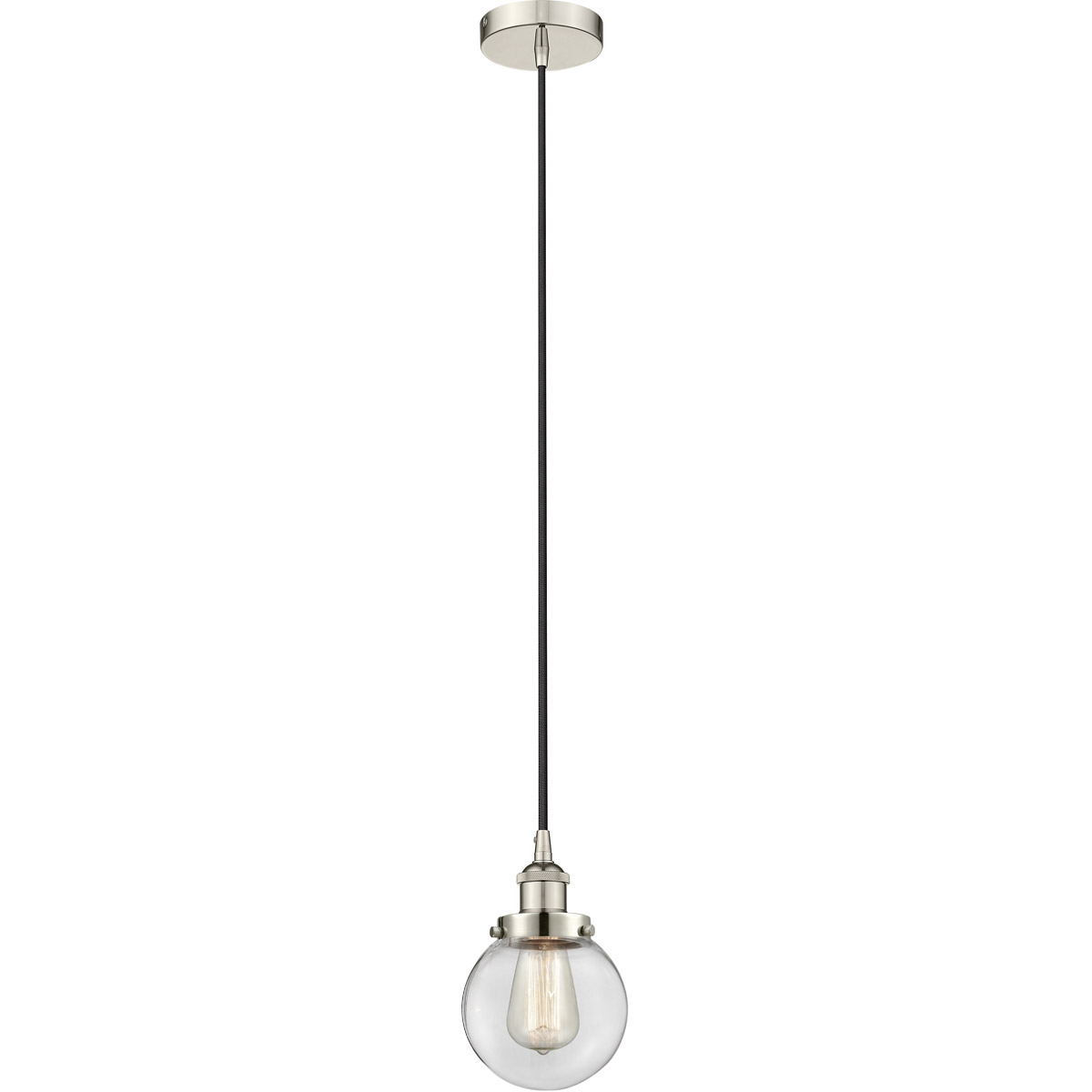 Edison Beacon LED 6 inch Polished Nickel Mini Pendant Ceiling Light
