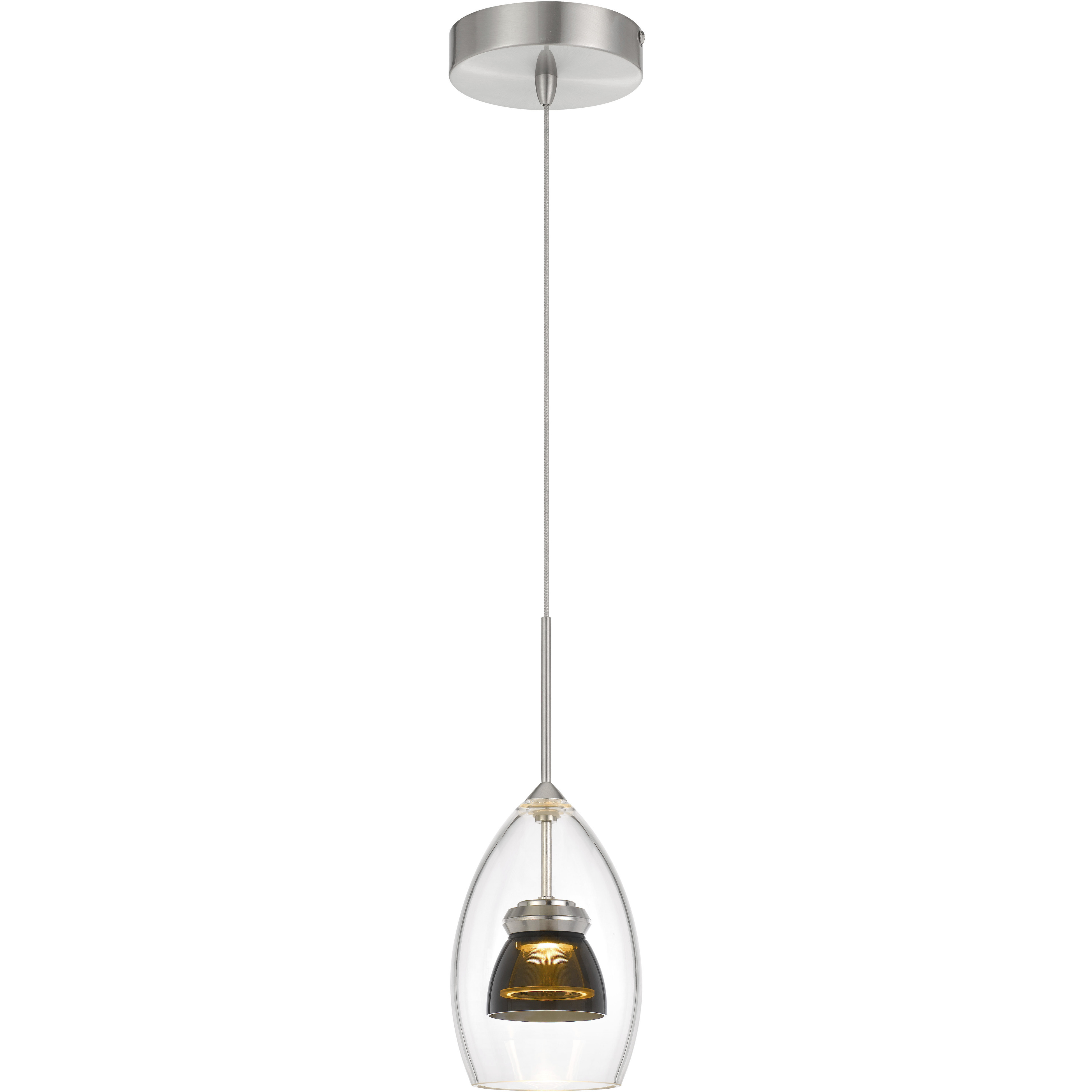 Double Glass LED 4.25 inch Smoked Mini Pendant Ceiling Light in Smoke Glass, Clear
