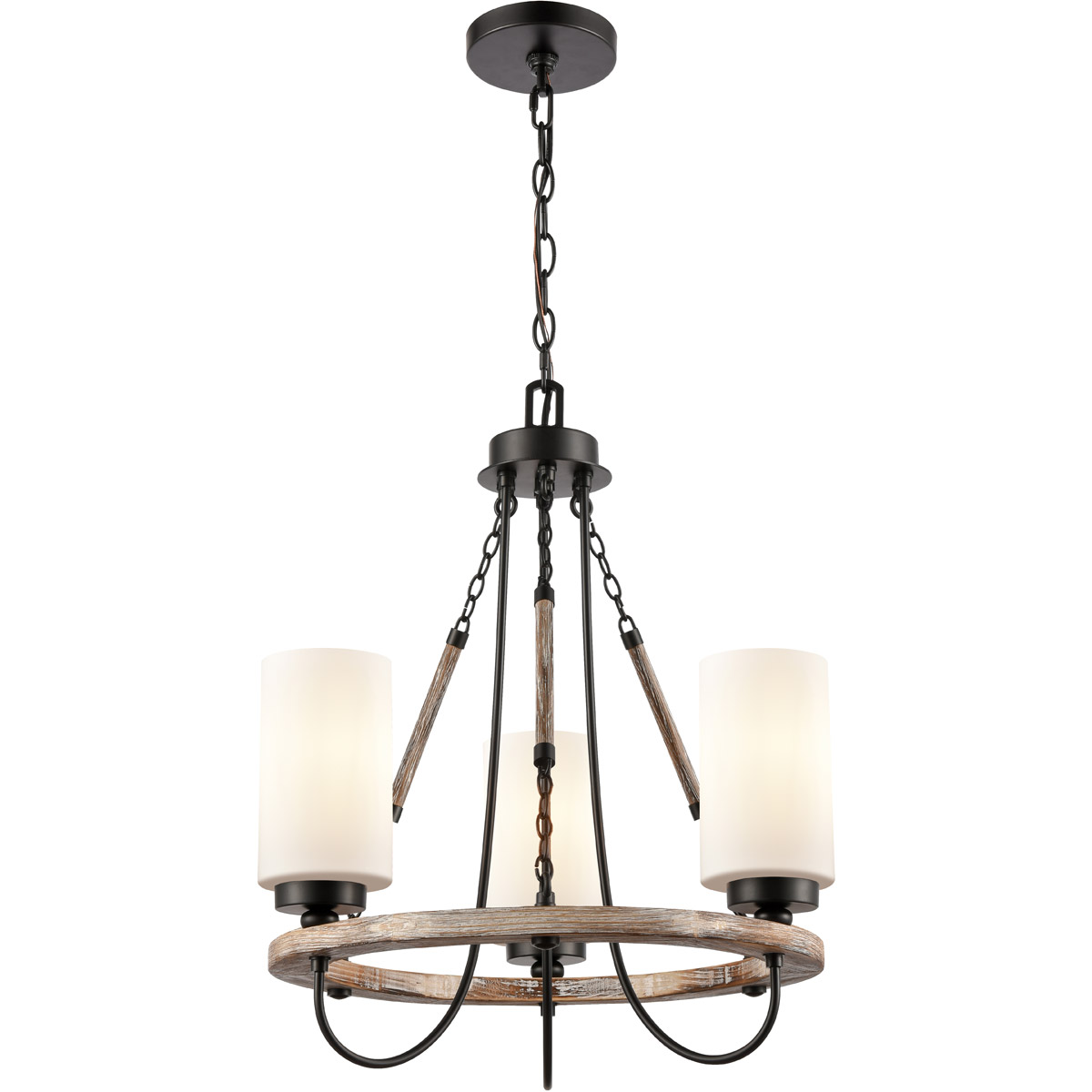 Paladin 3 Light 19.13 inch Matte Black Mini Chandelier Ceiling Light in White Glass