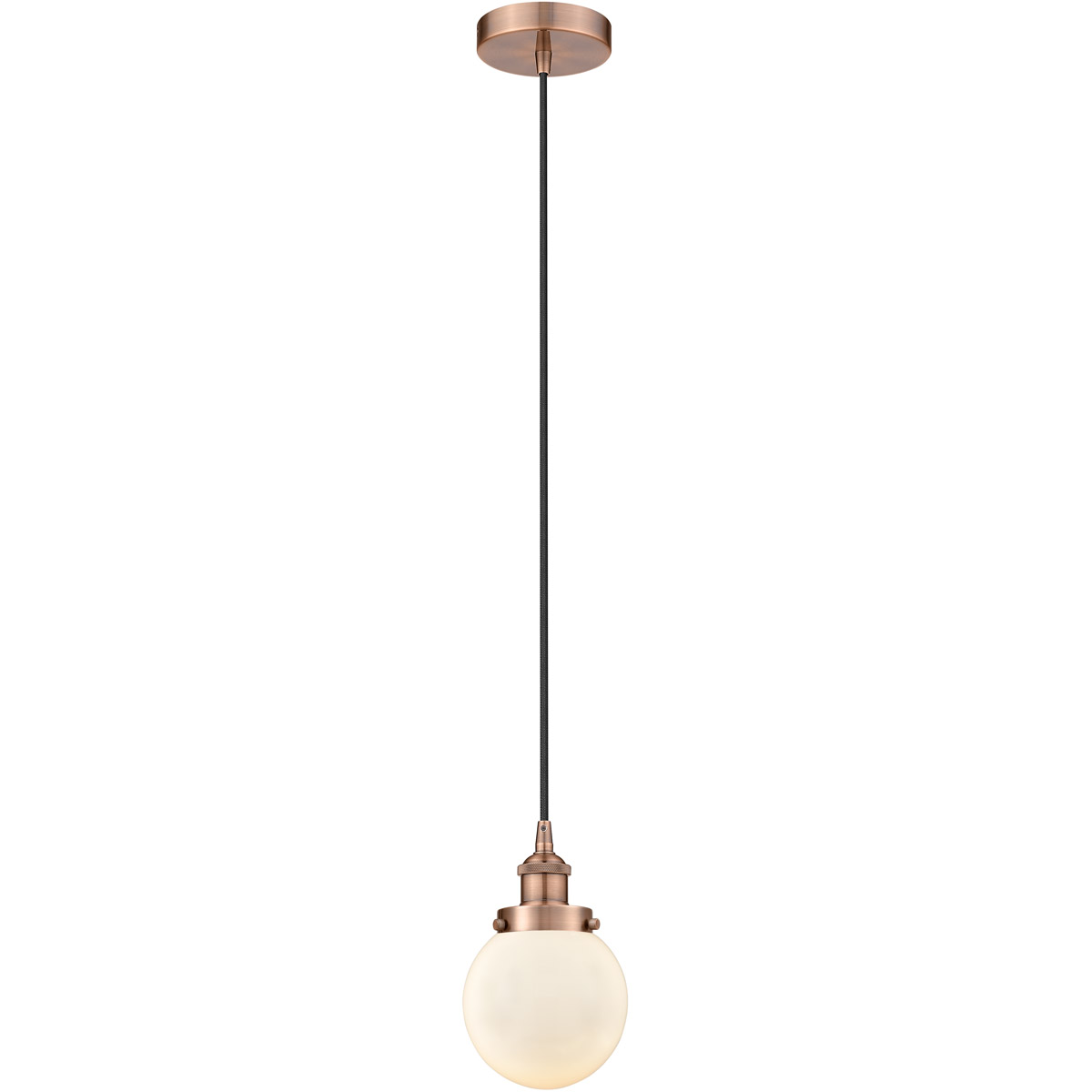 Edison Beacon 1 Light 6 inch Antique Copper Mini Pendant Ceiling Light