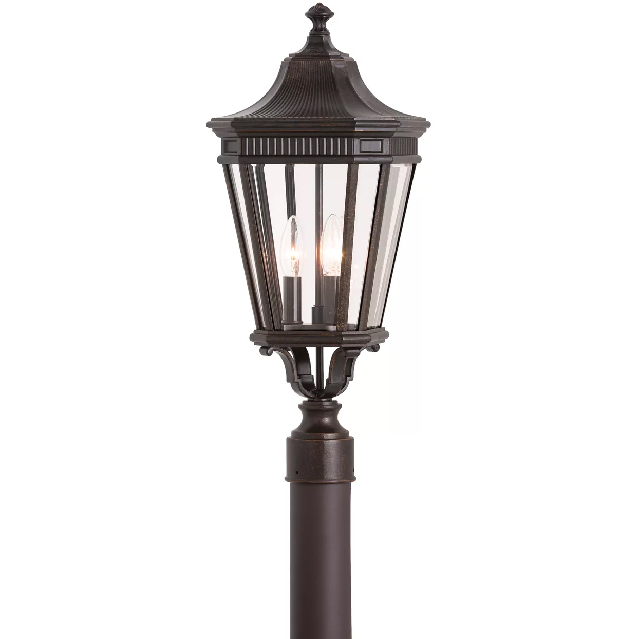 Cotswold Lane 3 Light 22.5 inch Grecian Bronze Outdoor Post Lantern, Small