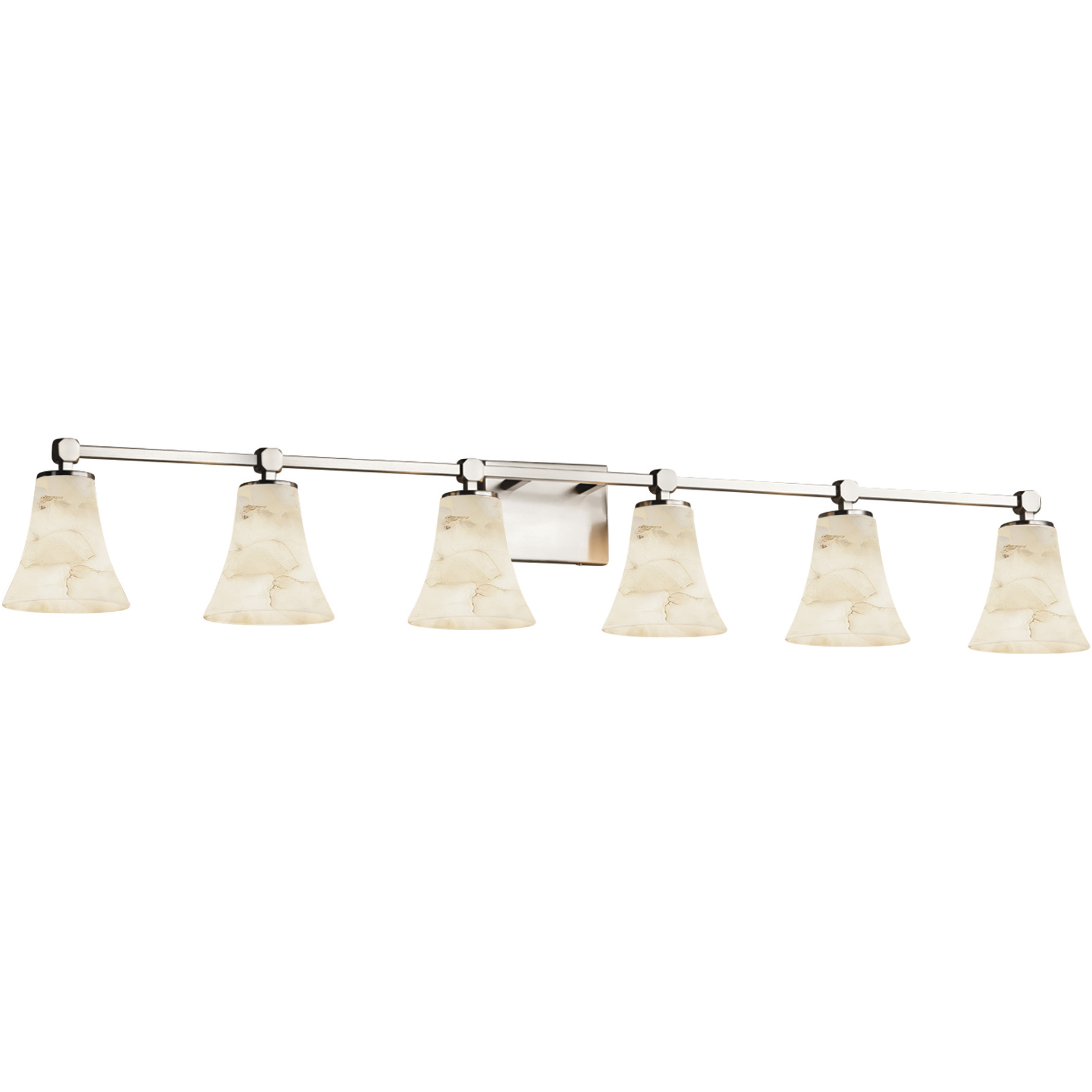 Alabaster Rocks 6 Light 50.5 inch Brushed Nickel Vanity Light Wall Light in LED, Round Flared