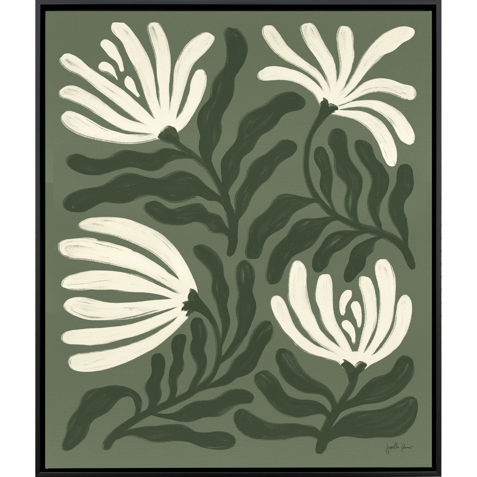 Simple Petals Green and Beige Canvas, Propac