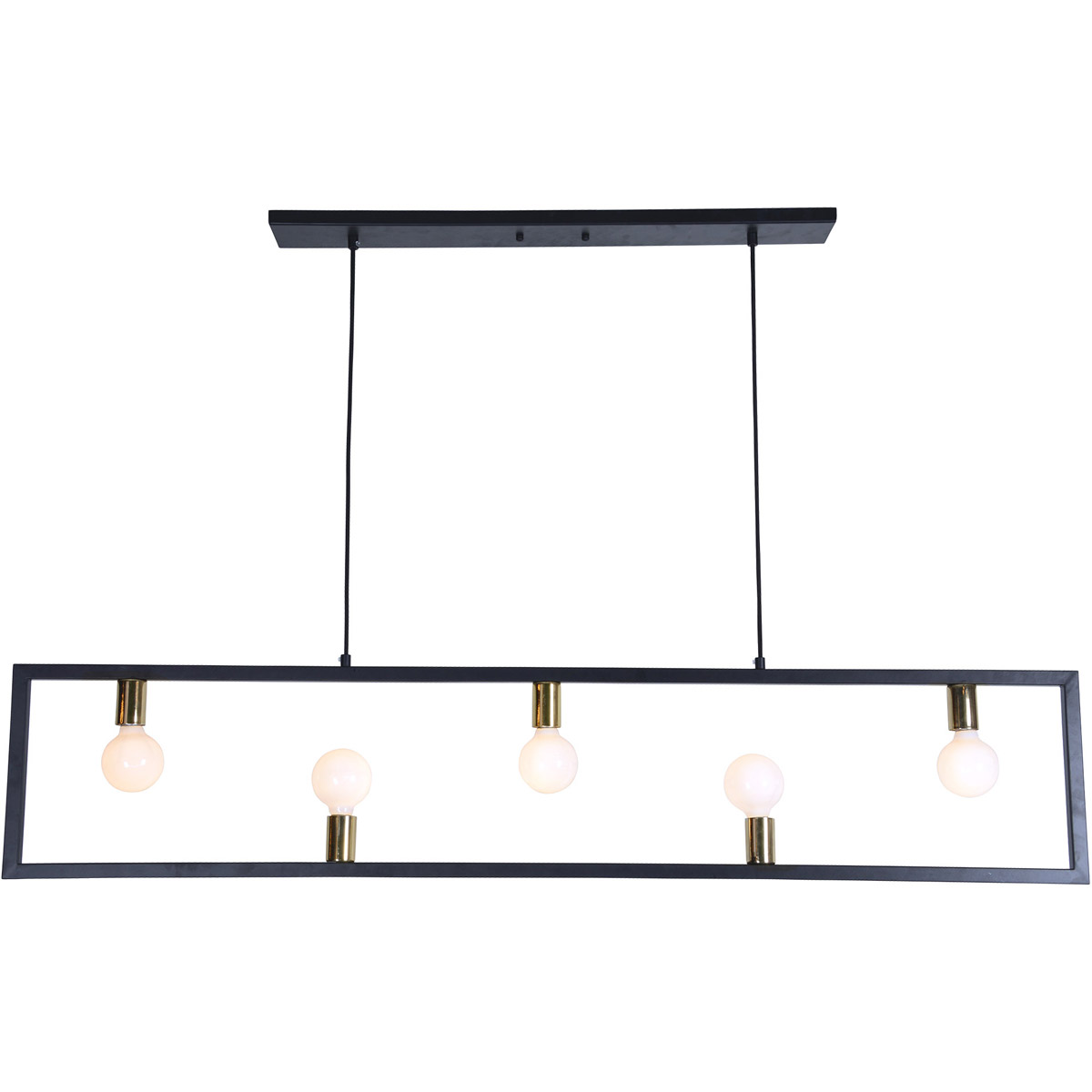 Vera 5 Light 55 inch Matte Black and Polished Brass Linear Pendant Ceiling Light