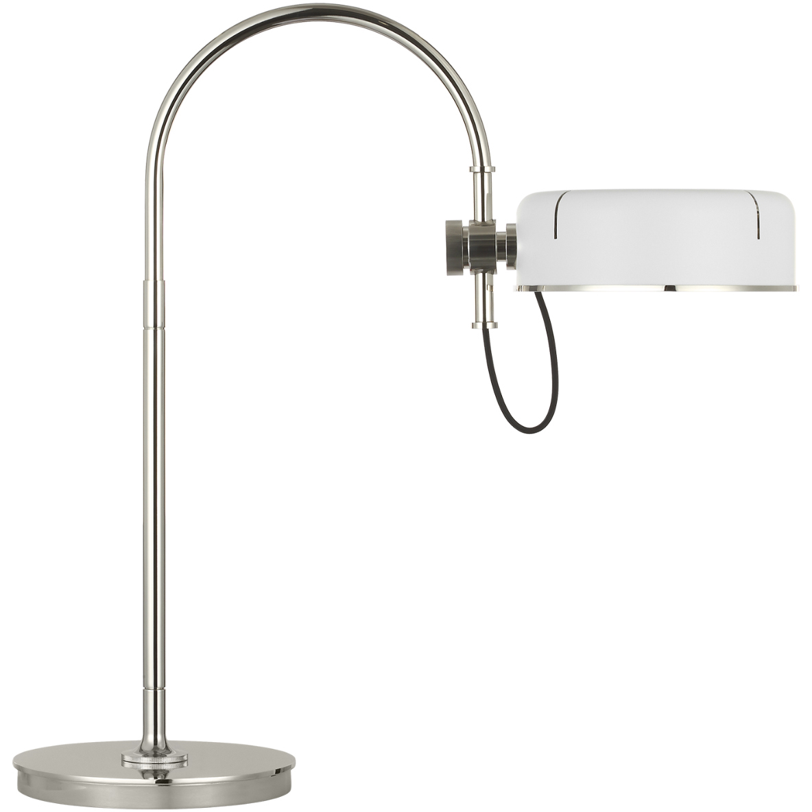 Thomas O'Brien Oso 25.25 inch 6 watt Polished Nickel Arc Table Lamp Portable Light in Matte White