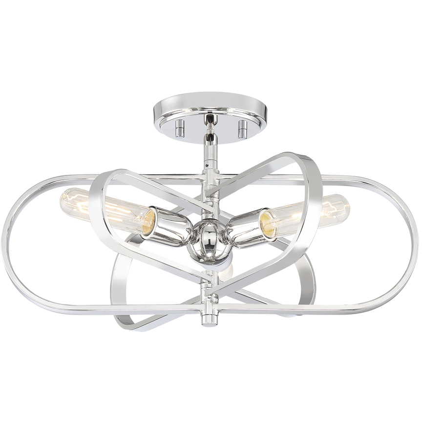 Kenzo 3 Light 18 inch Polished Nickel Semi-Flush Ceiling Light