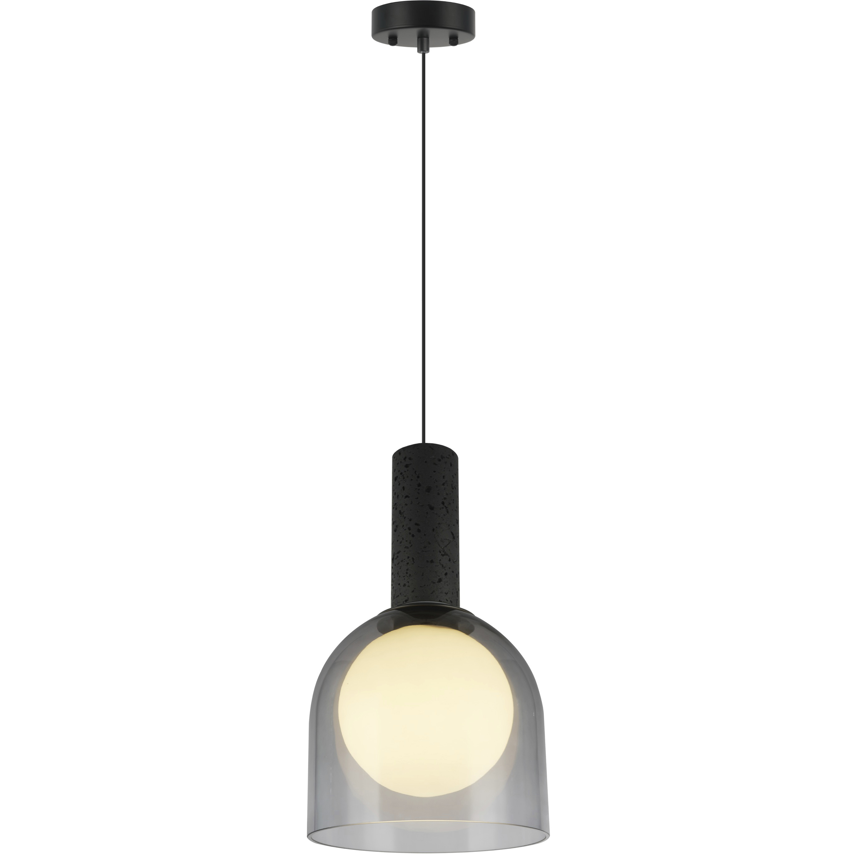 Juna 1 Light 7.9 inch Black and Volcanic Black Travertine Pendant Ceiling Light