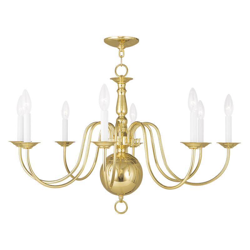 Williamsburgh 8 Light 32 inch Polished Brass Chandelier Ceiling Light