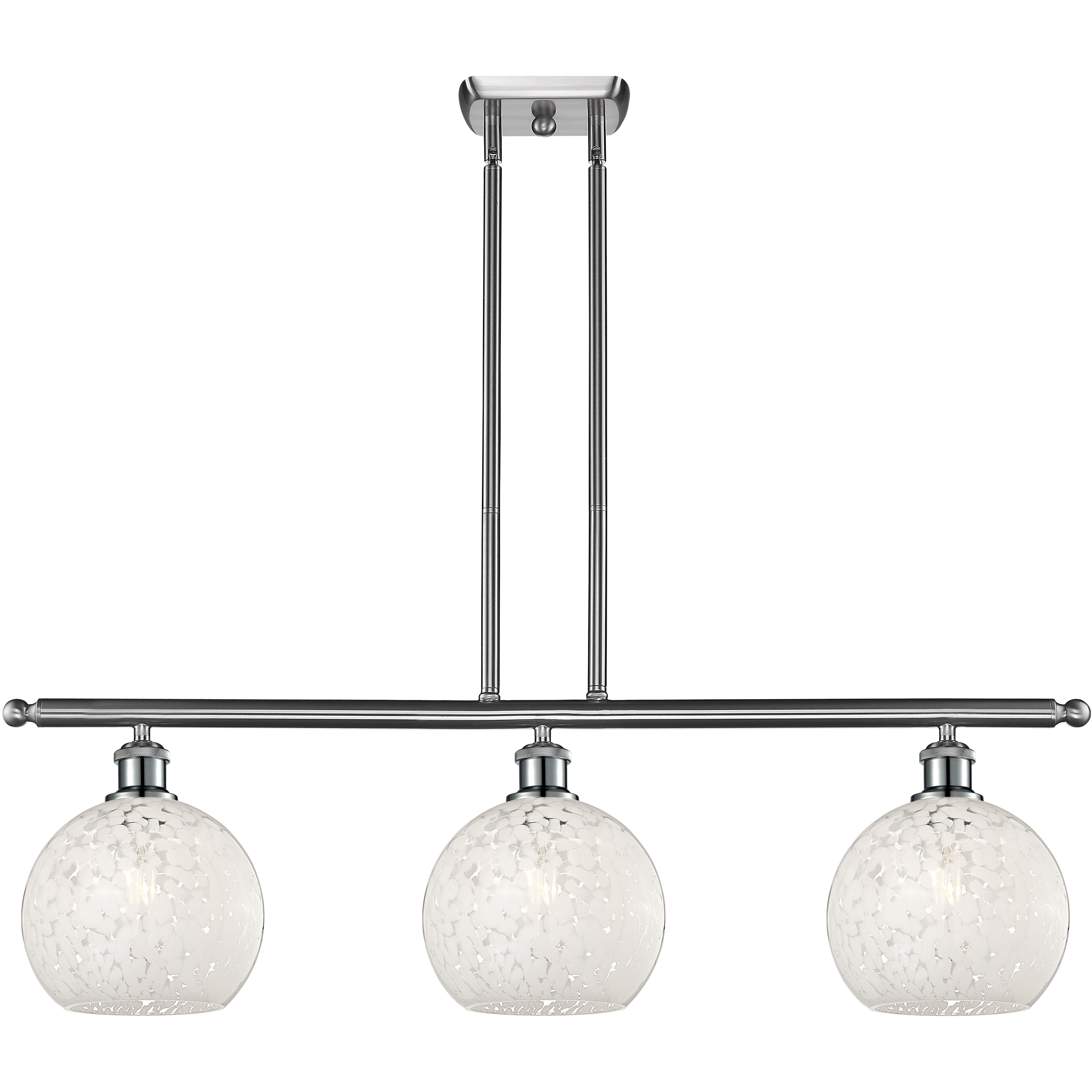 Ballston White Mouchette 3 Light 36 inch Brushed Satin Nickel Stem Hung Island Light Ceiling Light