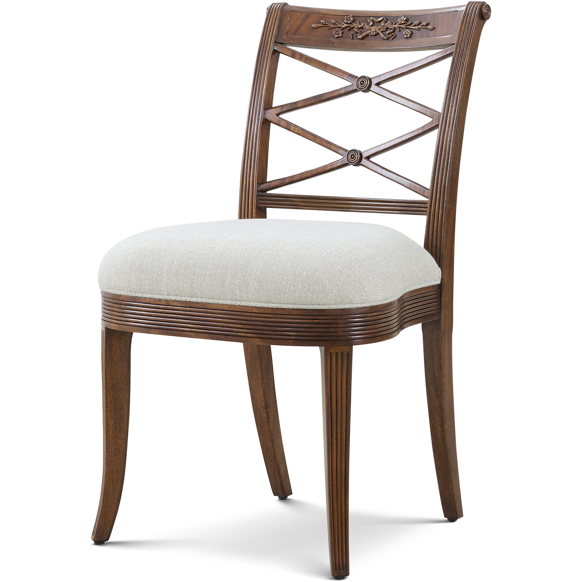 Delphine Chateau Brown Side Chair, Wooden, Upholstered, Provence
