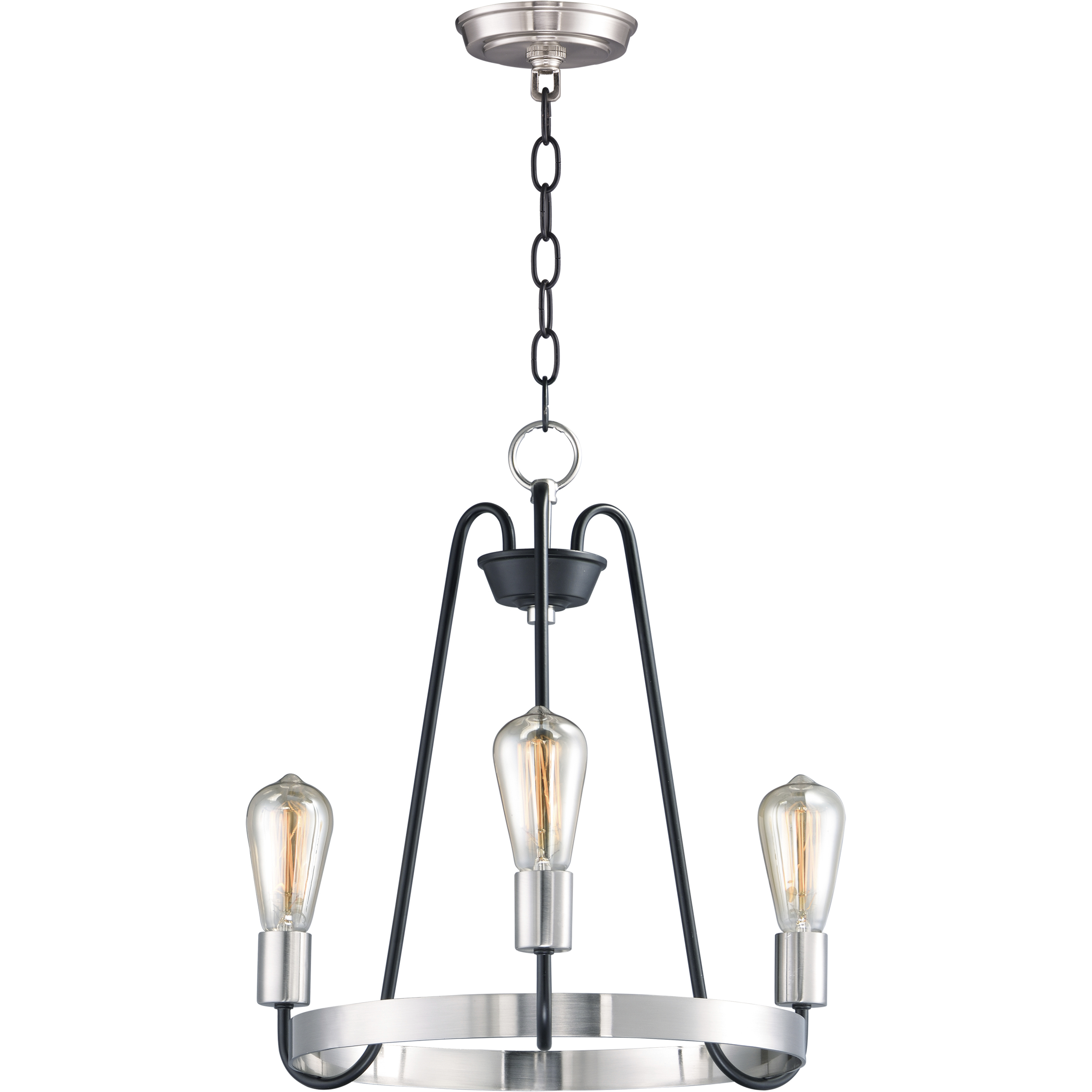 Haven 3 Light 18.5 inch Black and Satin Nickel Single-Tier Chandelier Ceiling Light