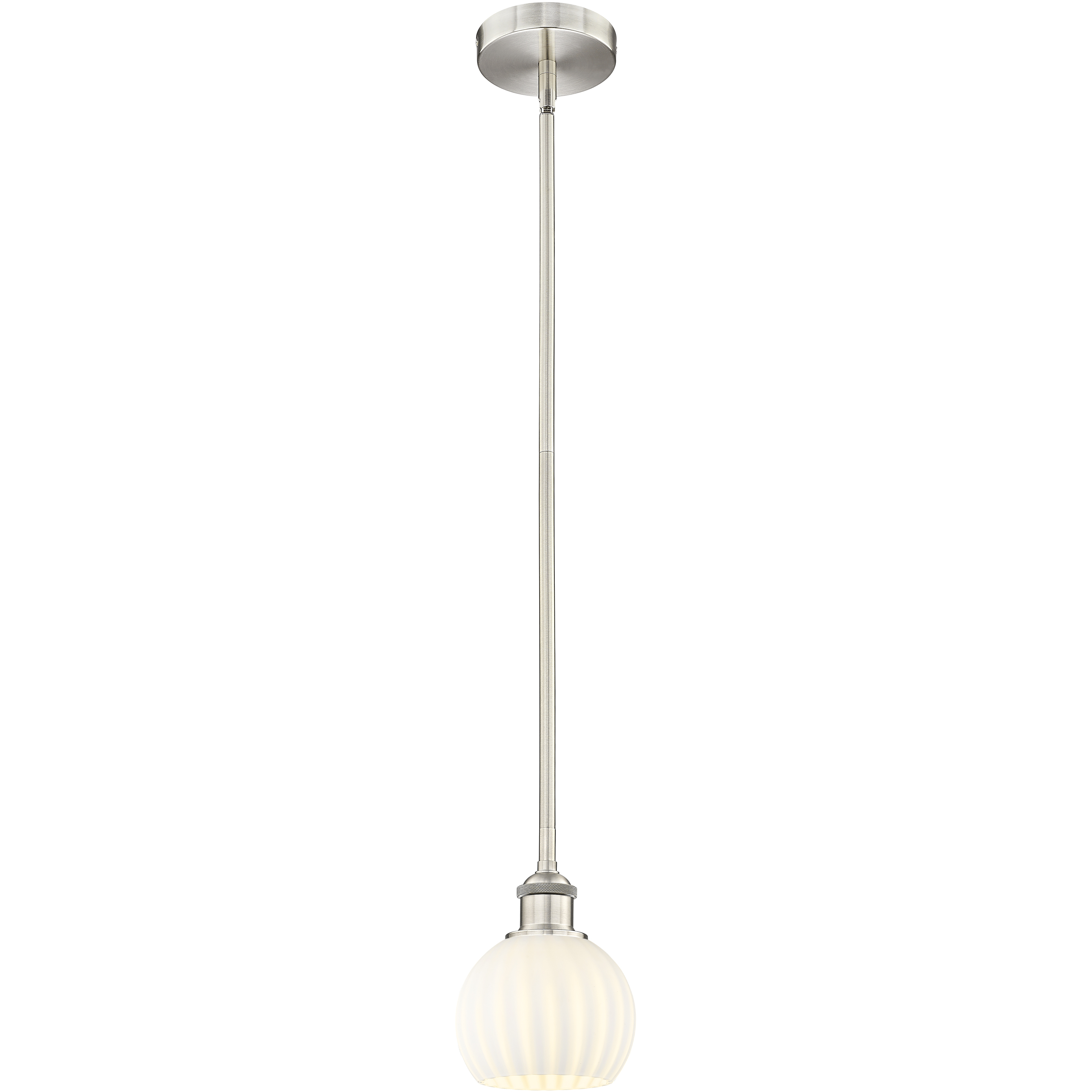 Edison White Venetian 1 Light 6 inch Brushed Satin Nickel Stem Hung Mini Pendant Ceiling Light