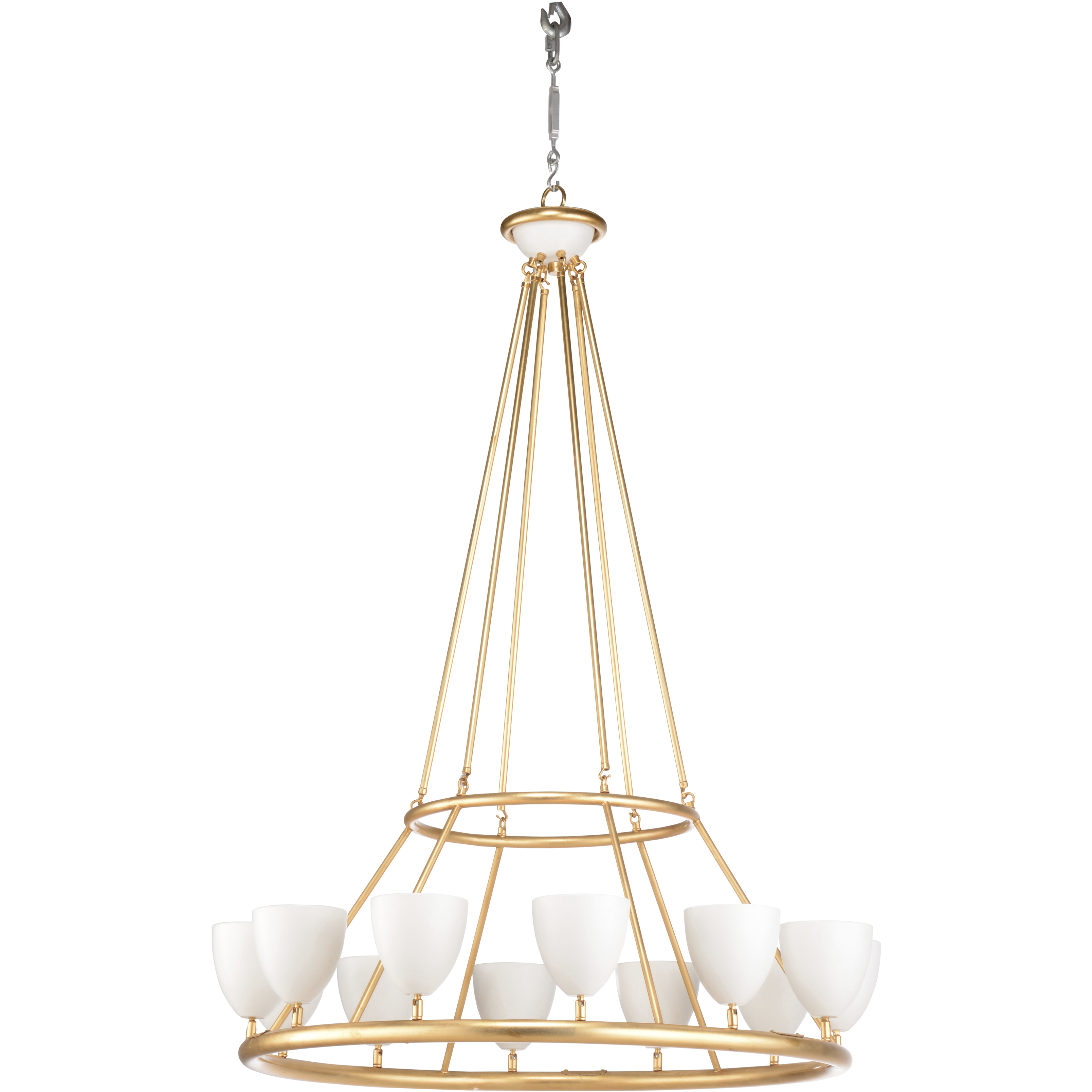 Larry Laslo 12 Light 36 inch Antique Gold Leaf/Matte White Chandelier Ceiling Light