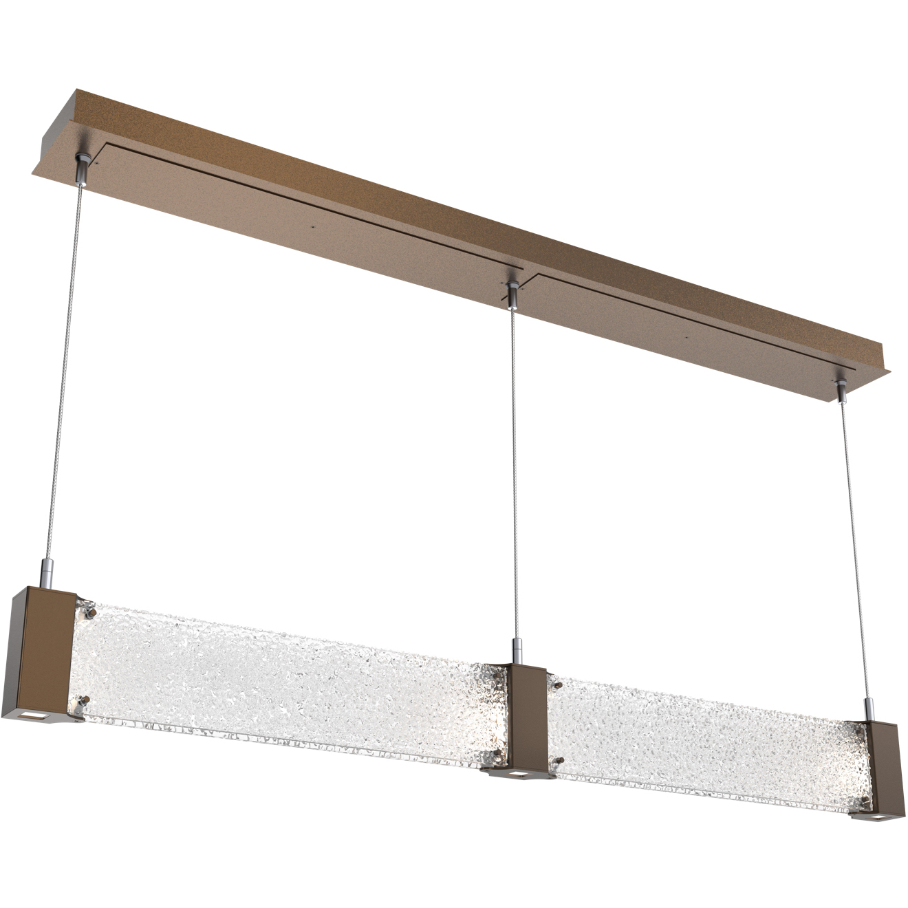 Parallel LED Flat Bronze Linear Pendant Ceiling Light in 3000K LED, Clear Rimelight