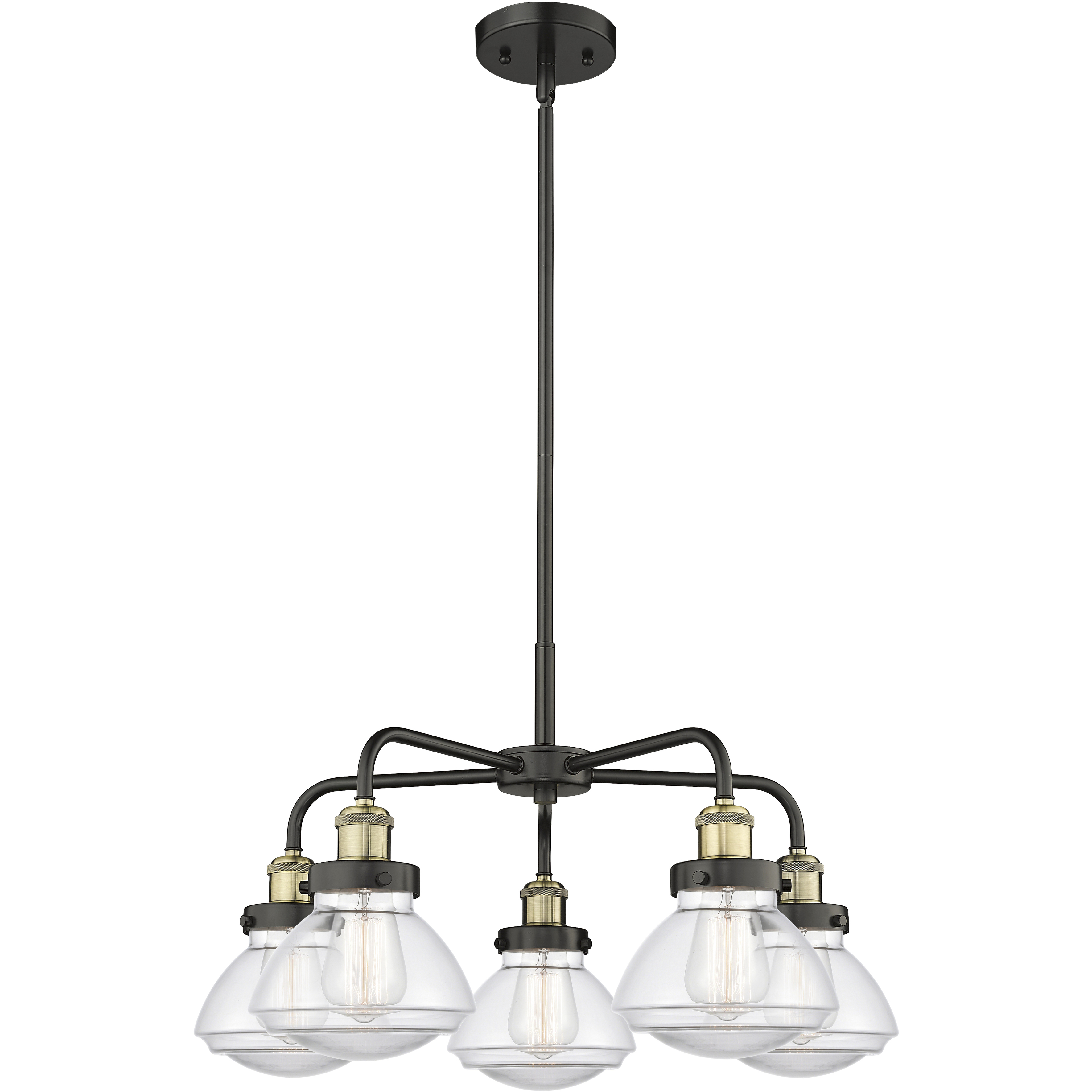Olean 5 Light 24.5 inch Black Antique Brass Chandelier Ceiling Light