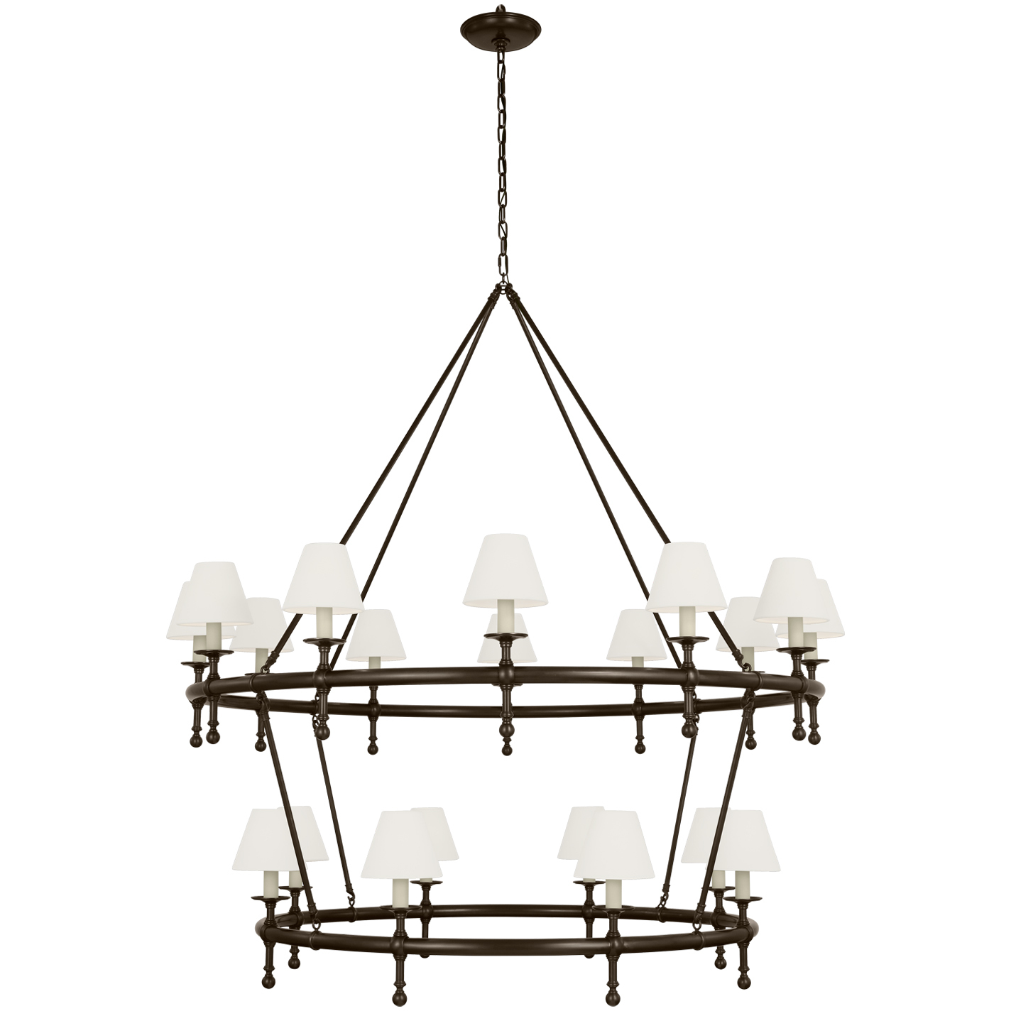 Chapman & Myers Classic LED 57.25 inch Bronze Two-Tier Ring Chandelier Ceiling Light in Linen