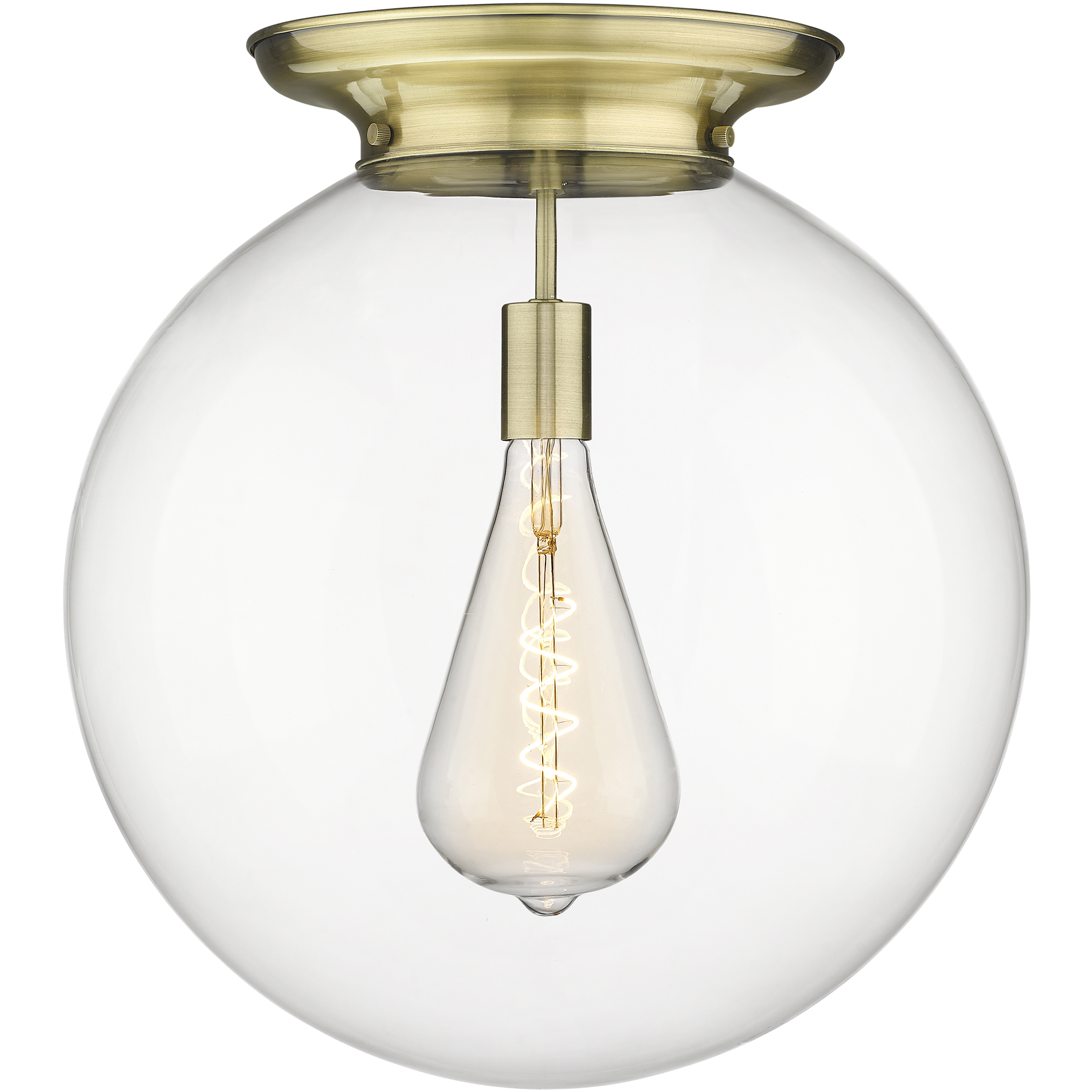 Beacon 1 Light 17.75 inch Antique Brass Flush Mount Ceiling Light
