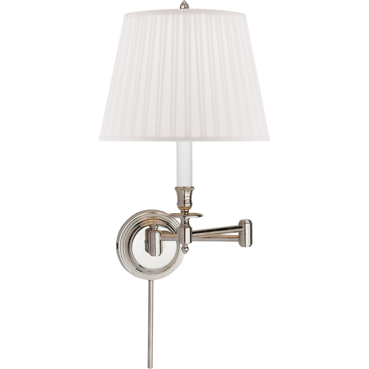Candle Stick 19 inch 60 watt Polished Nickel Swing Arm Wall Light in Silk