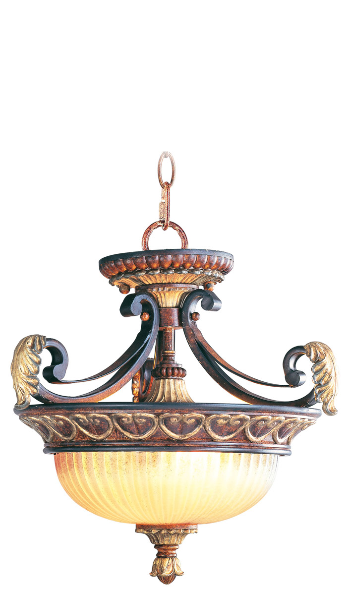 Villa Verona 2 Light 15.25 inch Verona Bronze with Aged Gold Leaf Accents Convertible Inverted Pendant/Ceiling Mount Ceiling Light