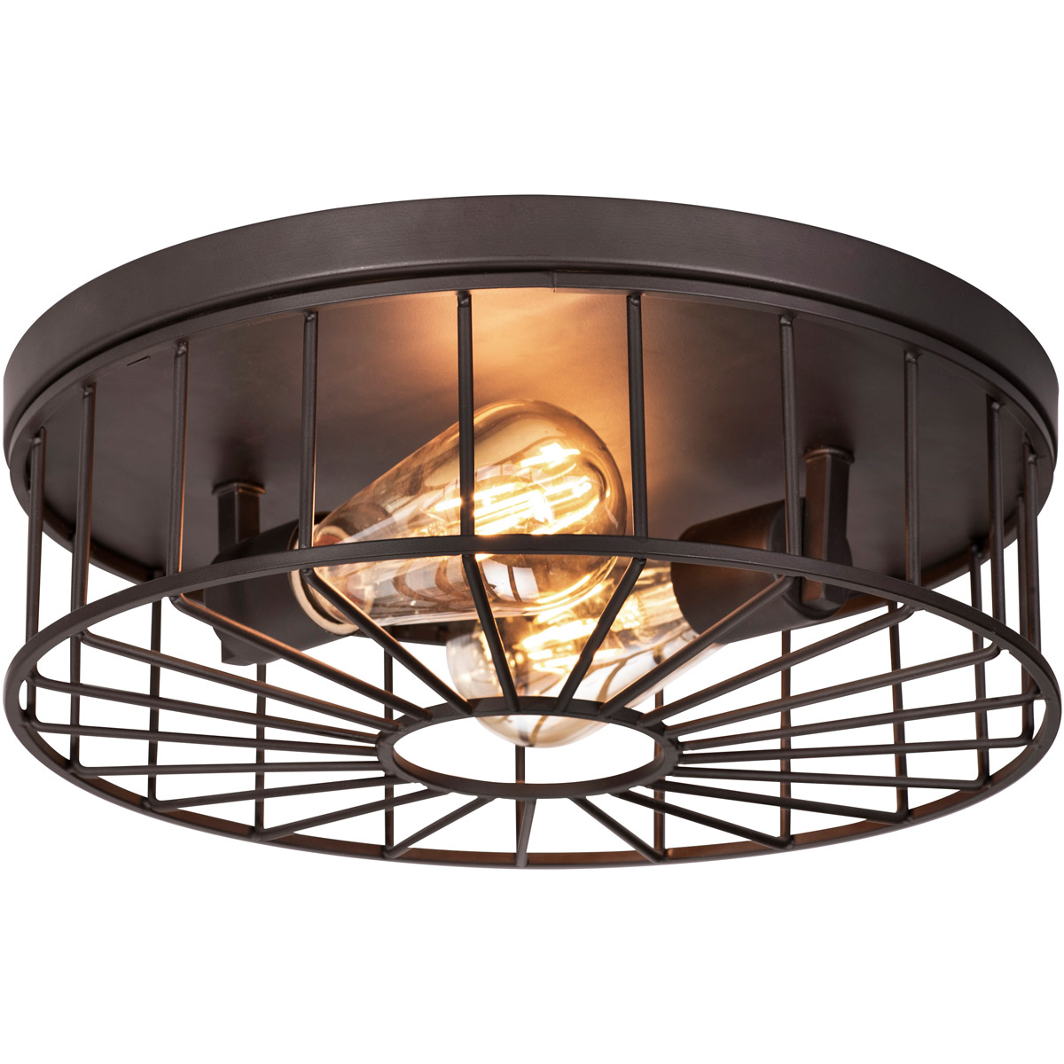 Theo 2 Light 13.8 inch Black Flush Mount Ceiling Light