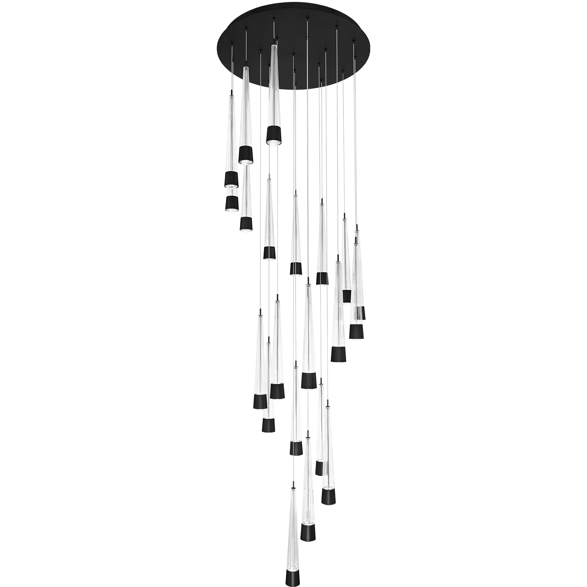 Quill LED 25 inch Black Multi-Light Pendant Ceiling Light, dweLED