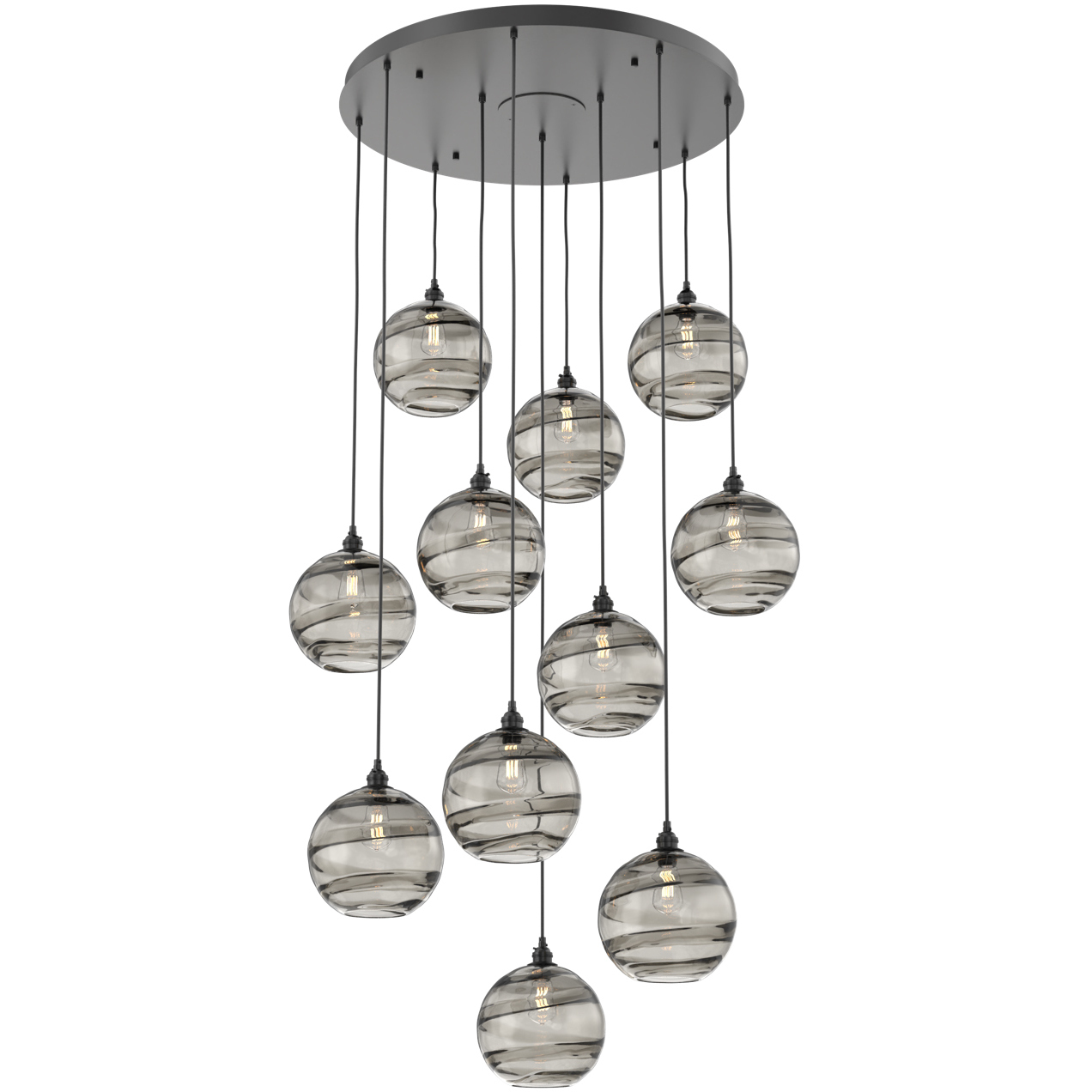 Terra 11 Light Matte Black Chandelier Ceiling Light, Round Multi-Port