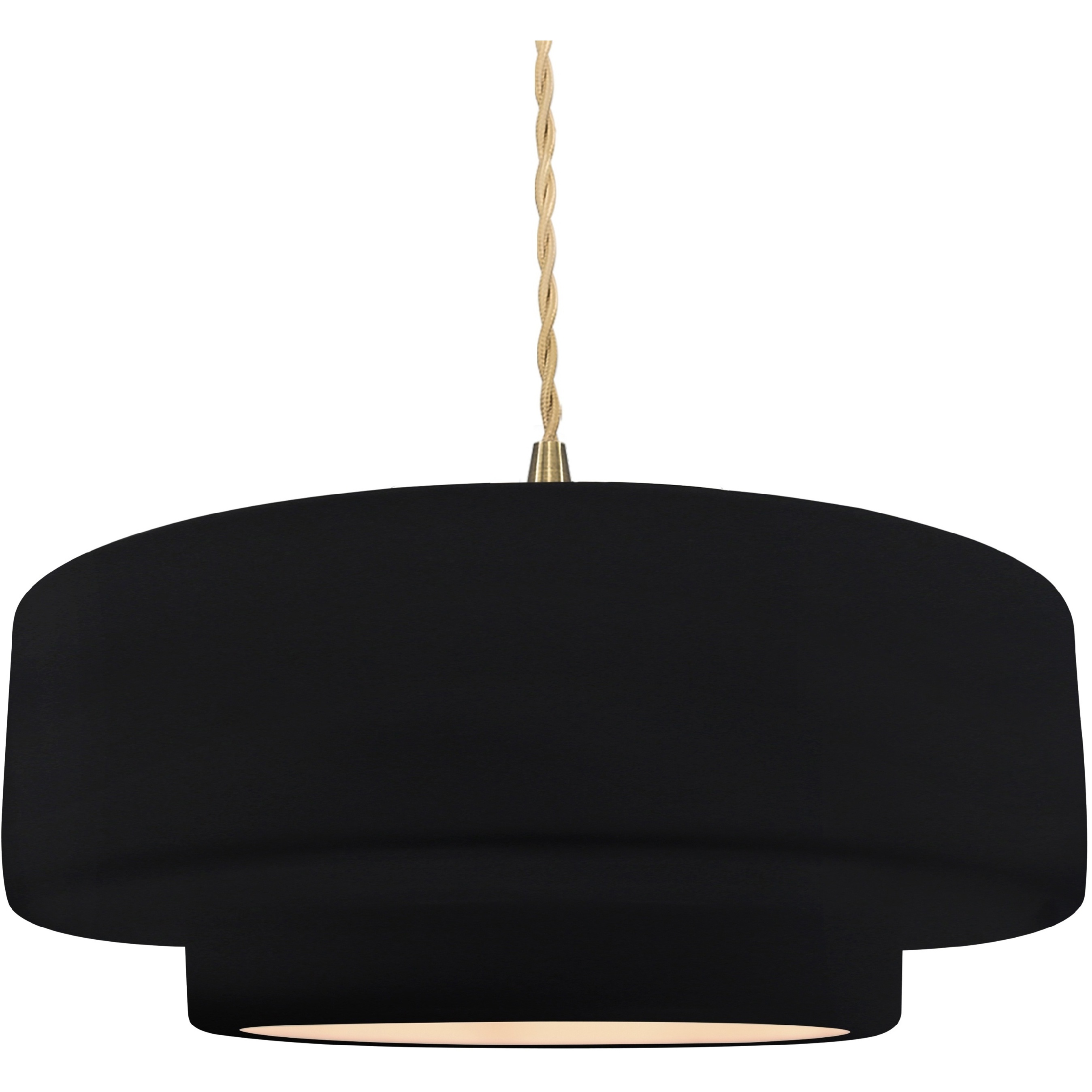 Radiance Collection - Tier Pendant Ceiling Light in Brushed Brass, Replaceable Bulb, Beige Twist Cord, Gloss Black/Matte White, 16.25W x 6H, Form+Finish+Function