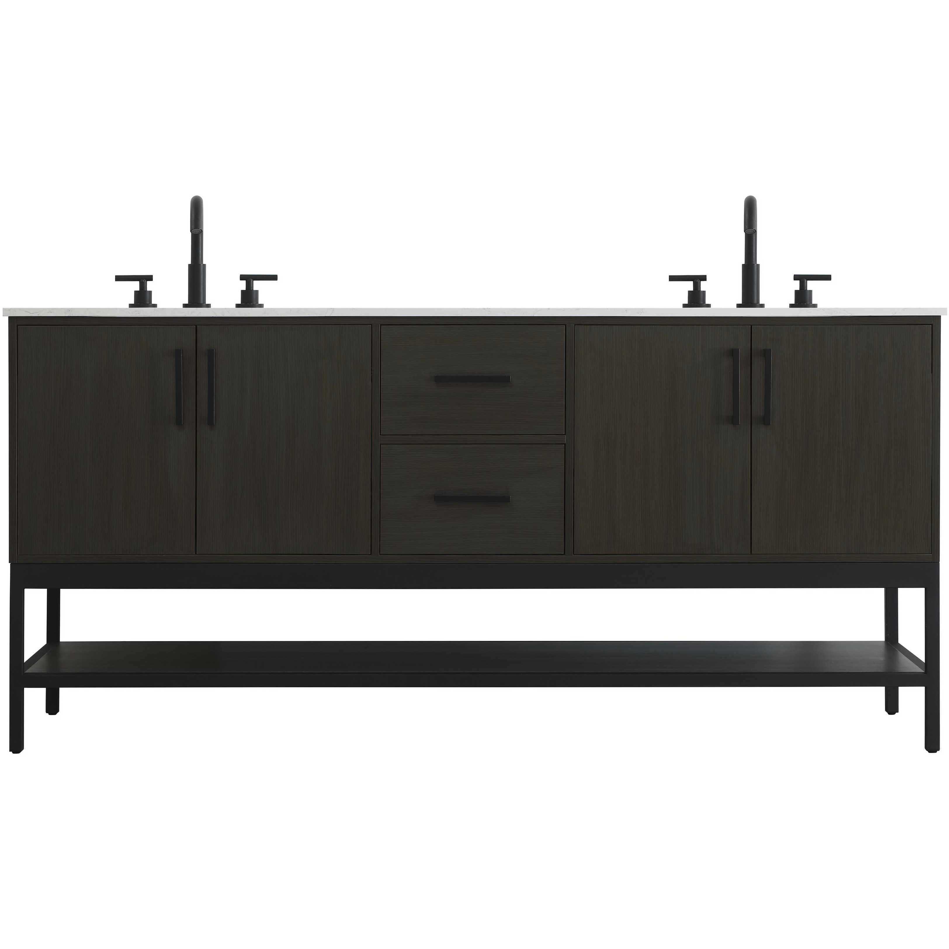 Lennox 72 X 34 inch Mocha Brown Bathroom Vanity Cabinet