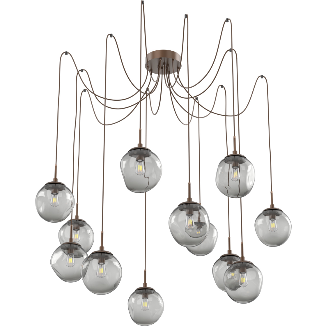 Aster 12 Light 18.7 inch Burnished Bronze Swag Multi-Pendant Ceiling Light in Smoke