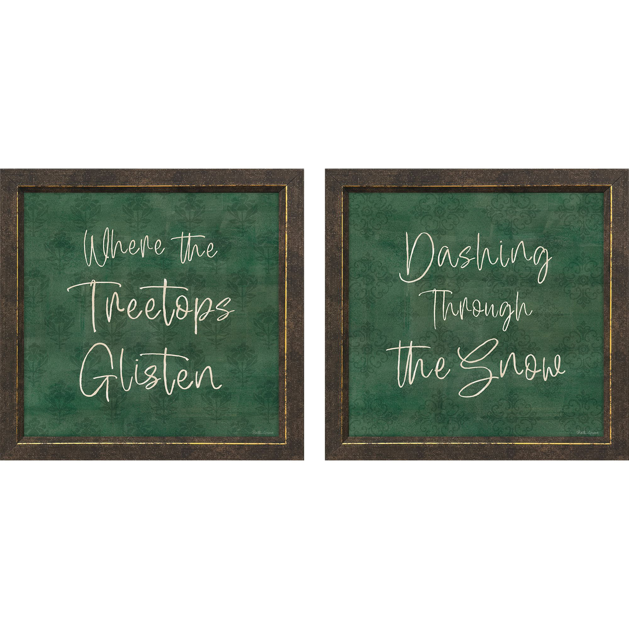 Wooded Winter I Green and Beige and White Framed Art, Propac