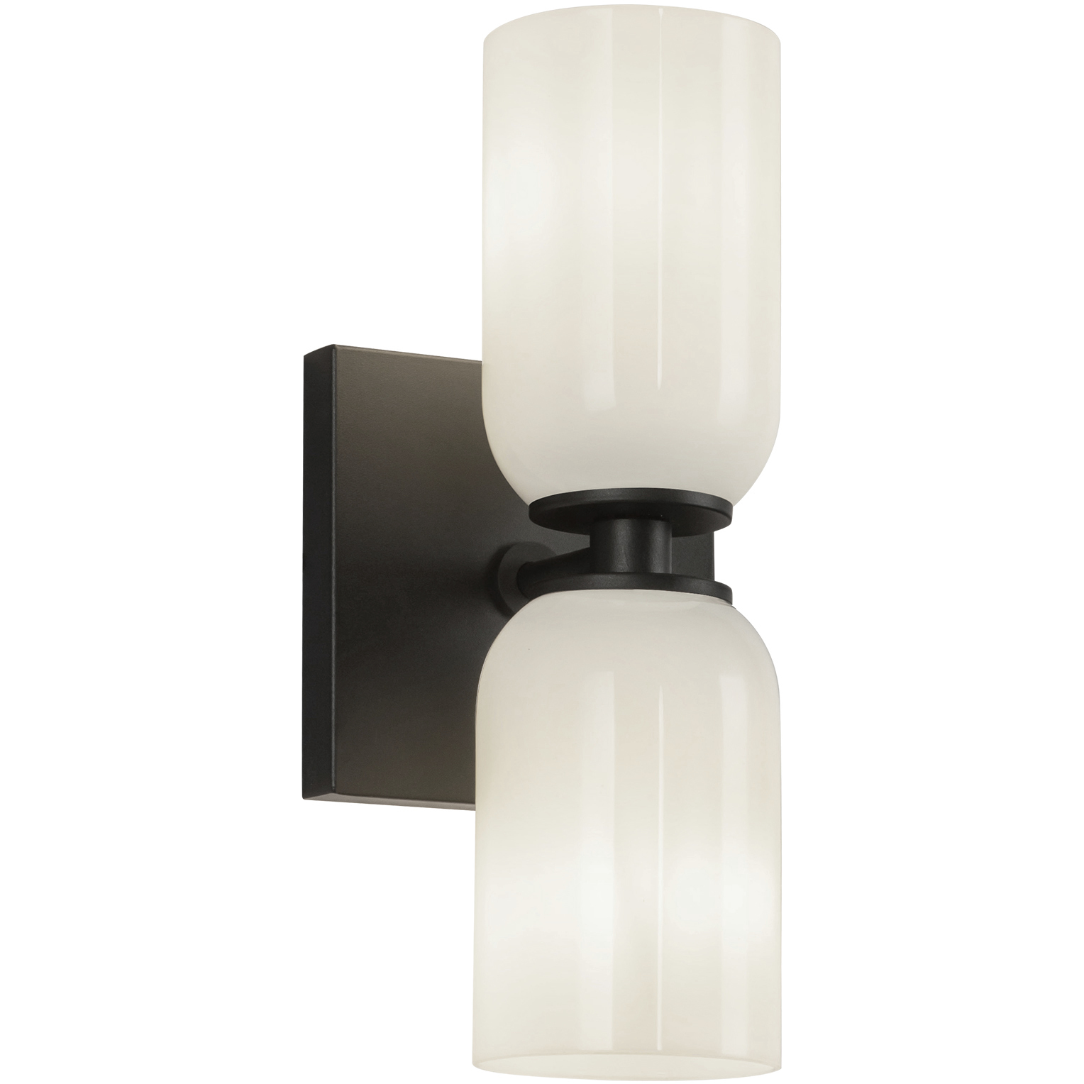 Nola 2 Light 3.63 inch Black Wall Sconce Wall Light in Glossy Opal Glass Shade