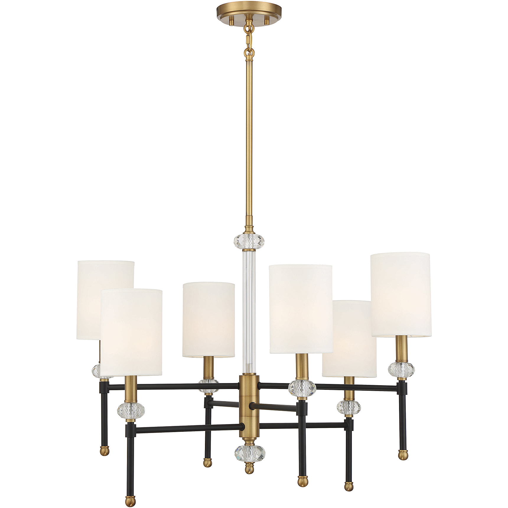 Tivoli 6 Light 28 inch Black with Warm Brass Accents Chandelier Ceiling Light