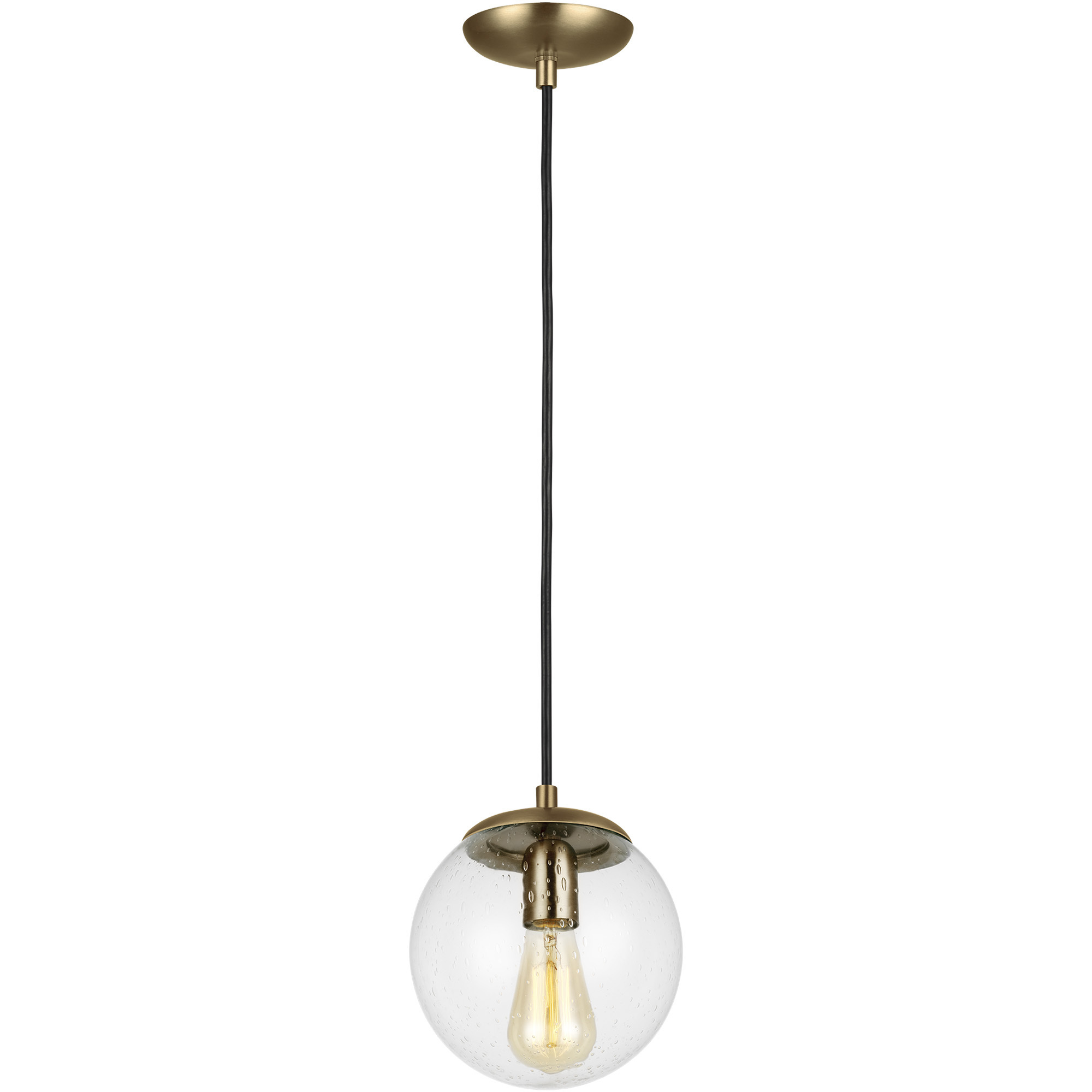 Leo - Hanging Globe 1 Light 8 inch Satin Brass Pendant Ceiling Light