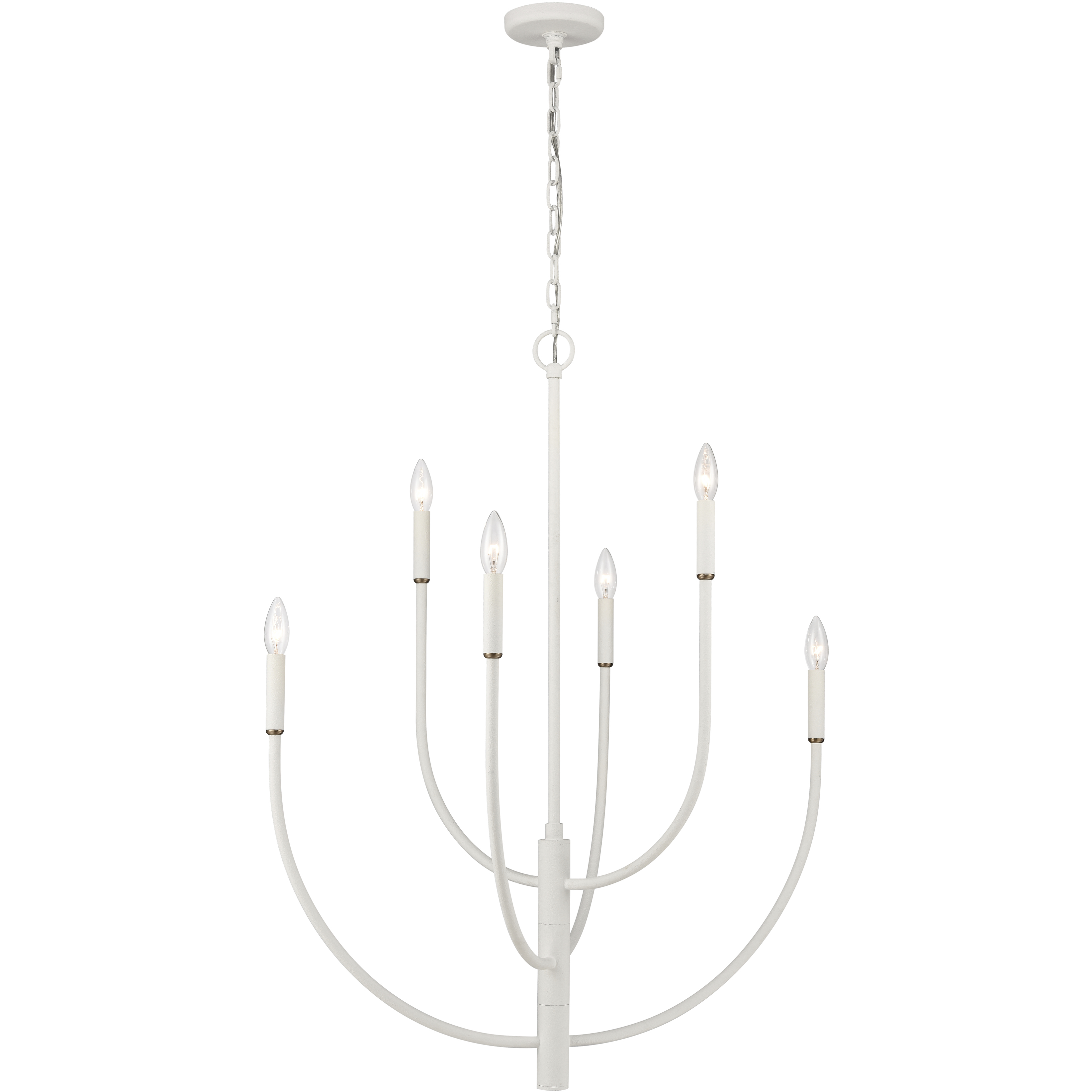 Continuance 6 Light 30 inch White Coral with Satin Brass Chandelier Ceiling Light