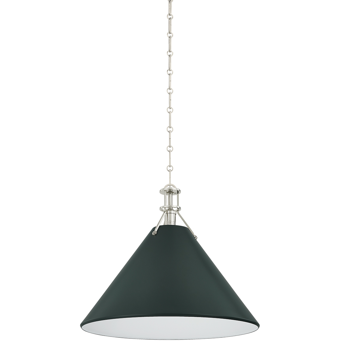 Painted No. 2 1 Light 21 inch Polished Nickel/Soft Studio Green Pendant Ceiling Light