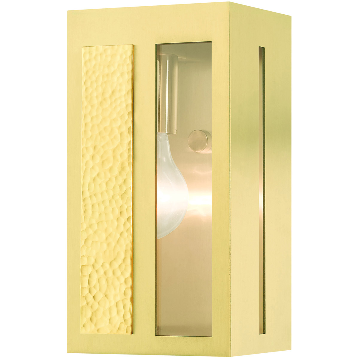 Lafayette 1 Light 4.75 inch Satin Brass with Hammered Polished Brass Panels Small Outdoor ADA Wall Lantern