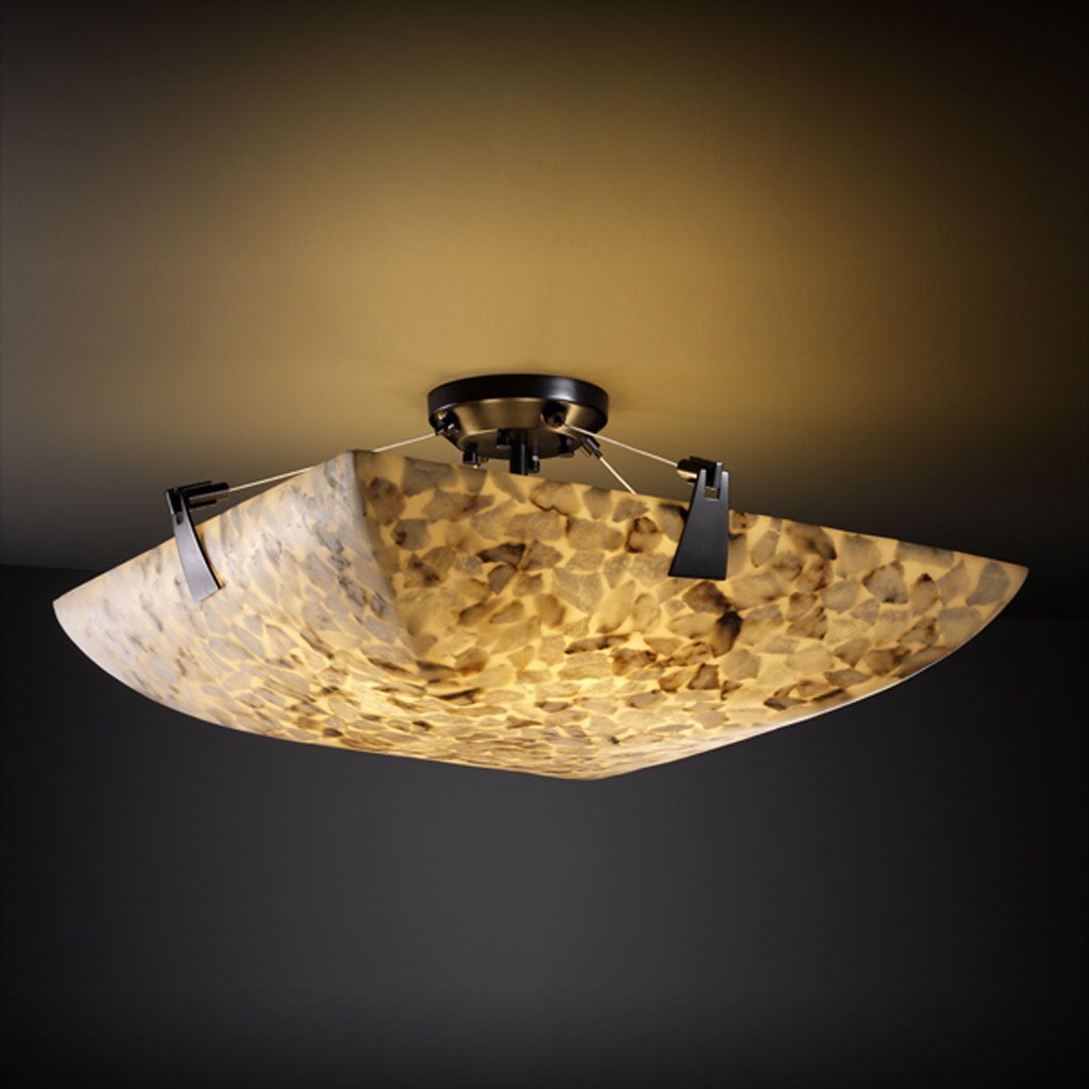 Alabaster Rocks 8 Light 39 inch Matte Black Semi-Flush Bowl Ceiling Light in Square Bowl, Incandescent