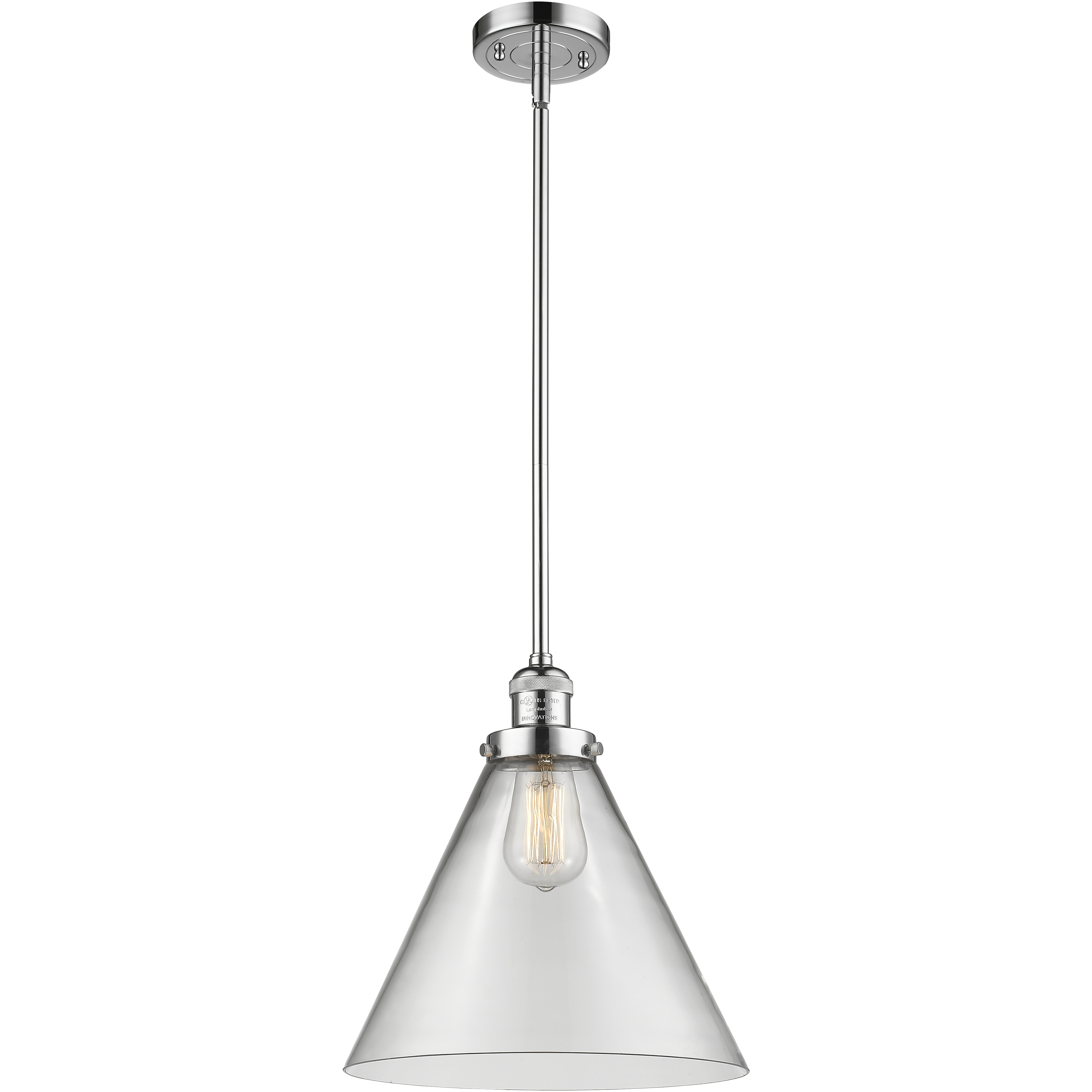 Franklin Restoration Cone 1 Light 12 inch Polished Chrome Mini Pendant Ceiling Light in Incandescent, Clear, Franklin Restoration