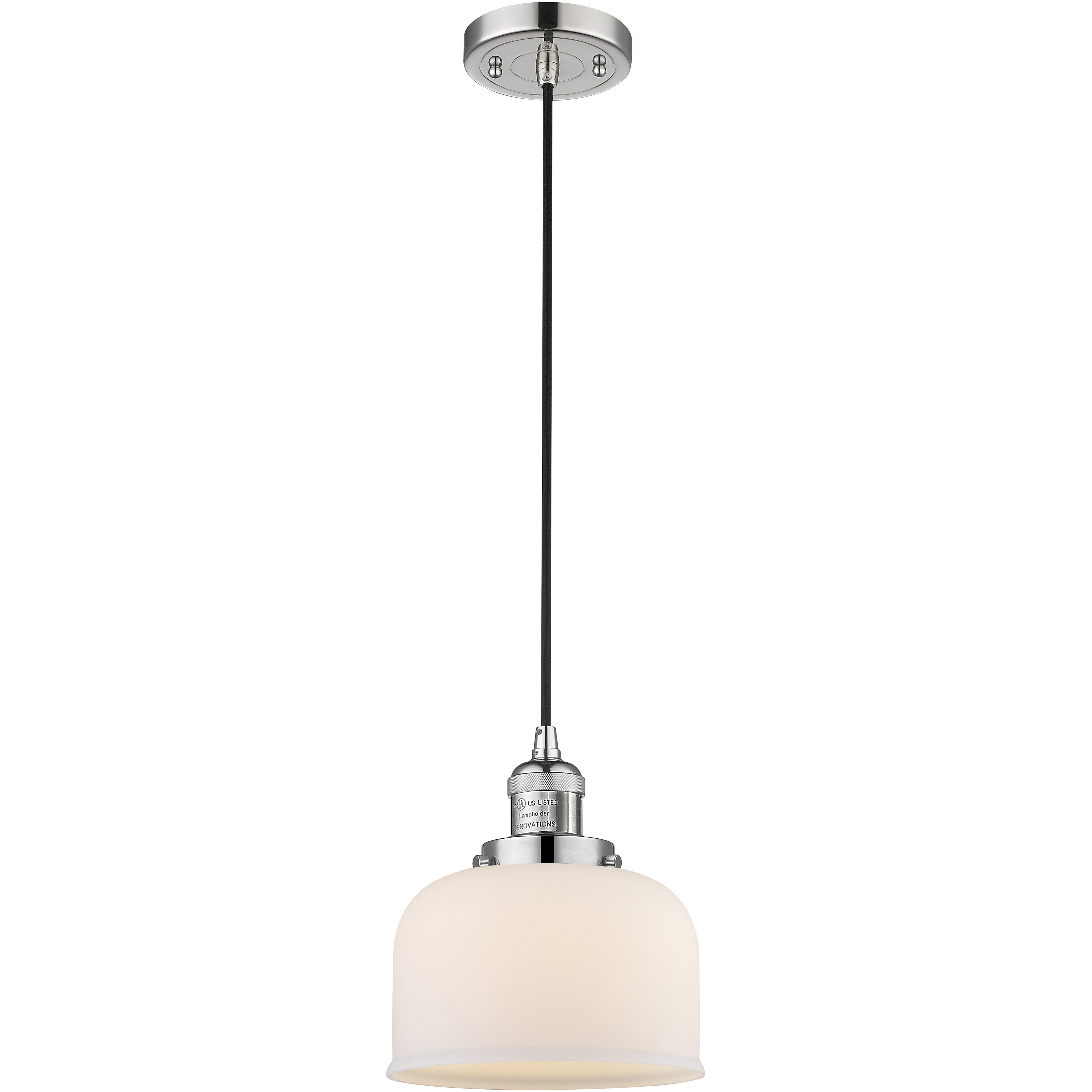Franklin Restoration Bell LED 8 inch Polished Nickel Mini Pendant Ceiling Light in Matte White, Franklin Restoration