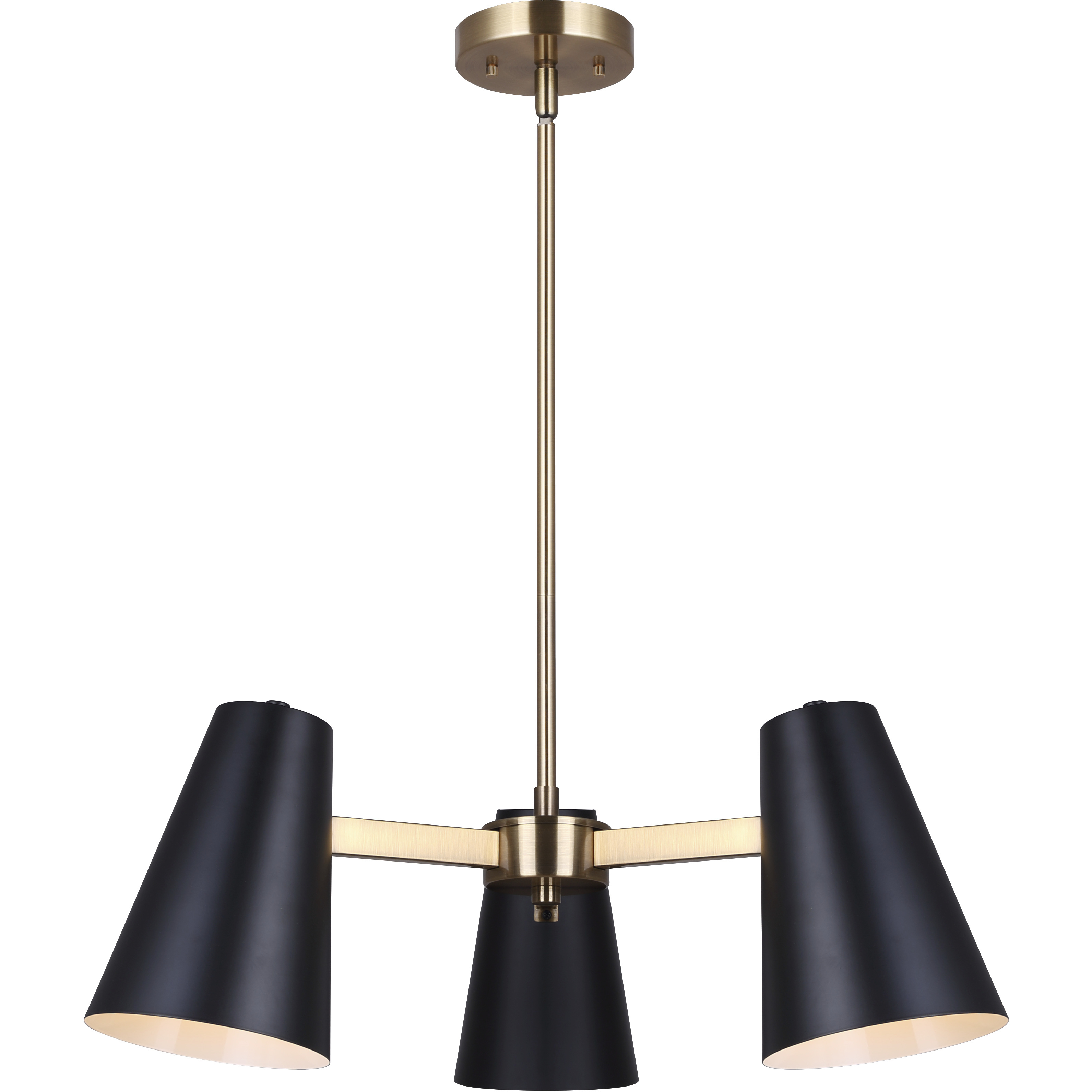 Harken 3 Light 23 inch Black/Gold Chandelier Ceiling Light
