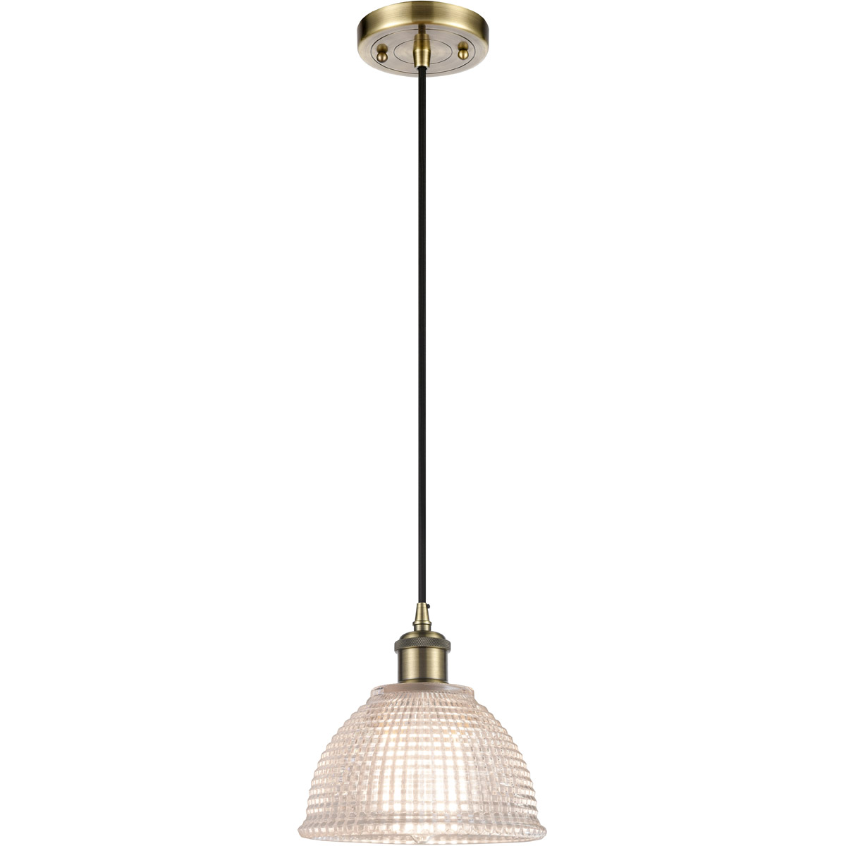 Ballston Arietta LED 8 inch Antique Brass Mini Pendant Ceiling Light in Black Textured, Ballston