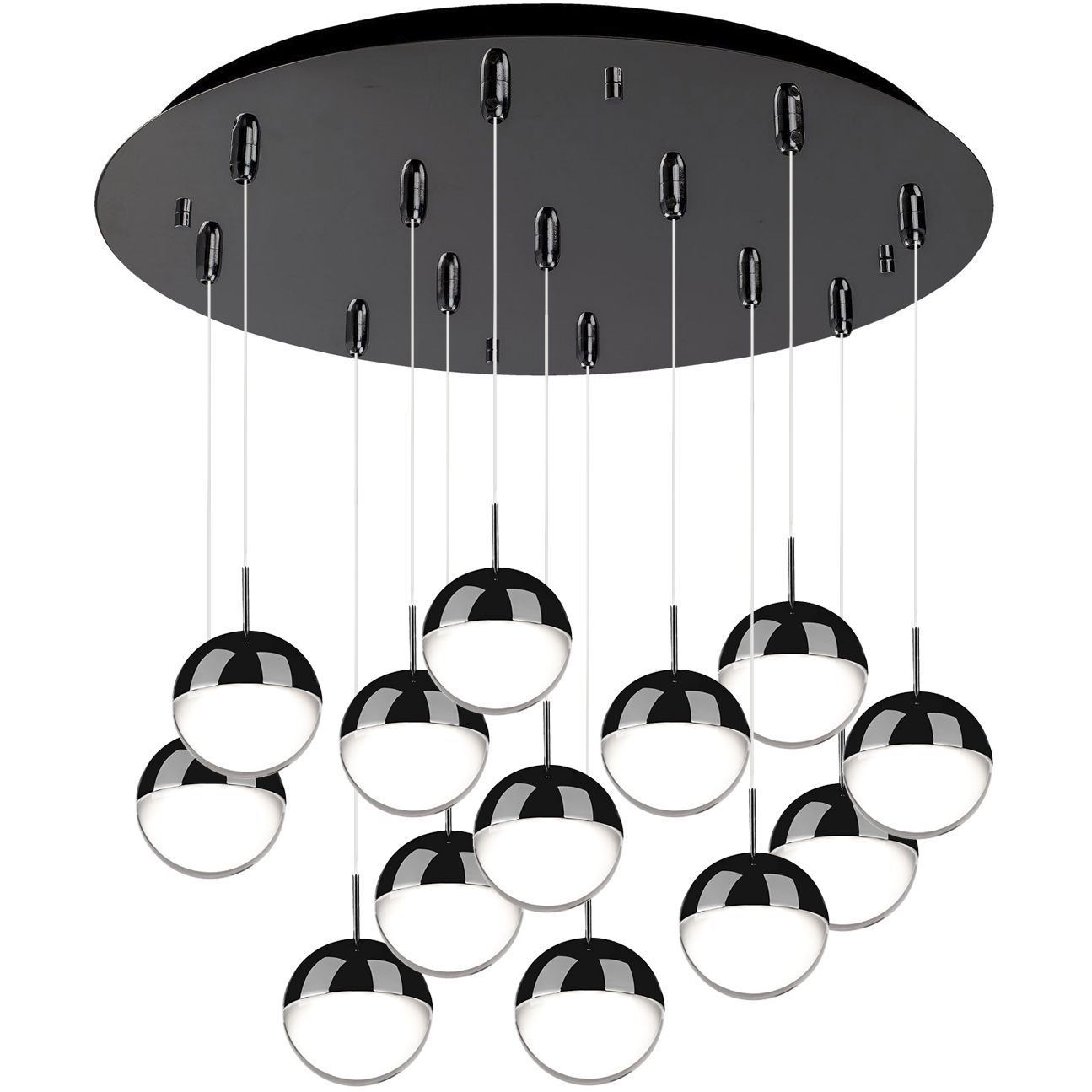 Pluto LED 23.75 inch Black Chrome Multi Pendant Ceiling Light