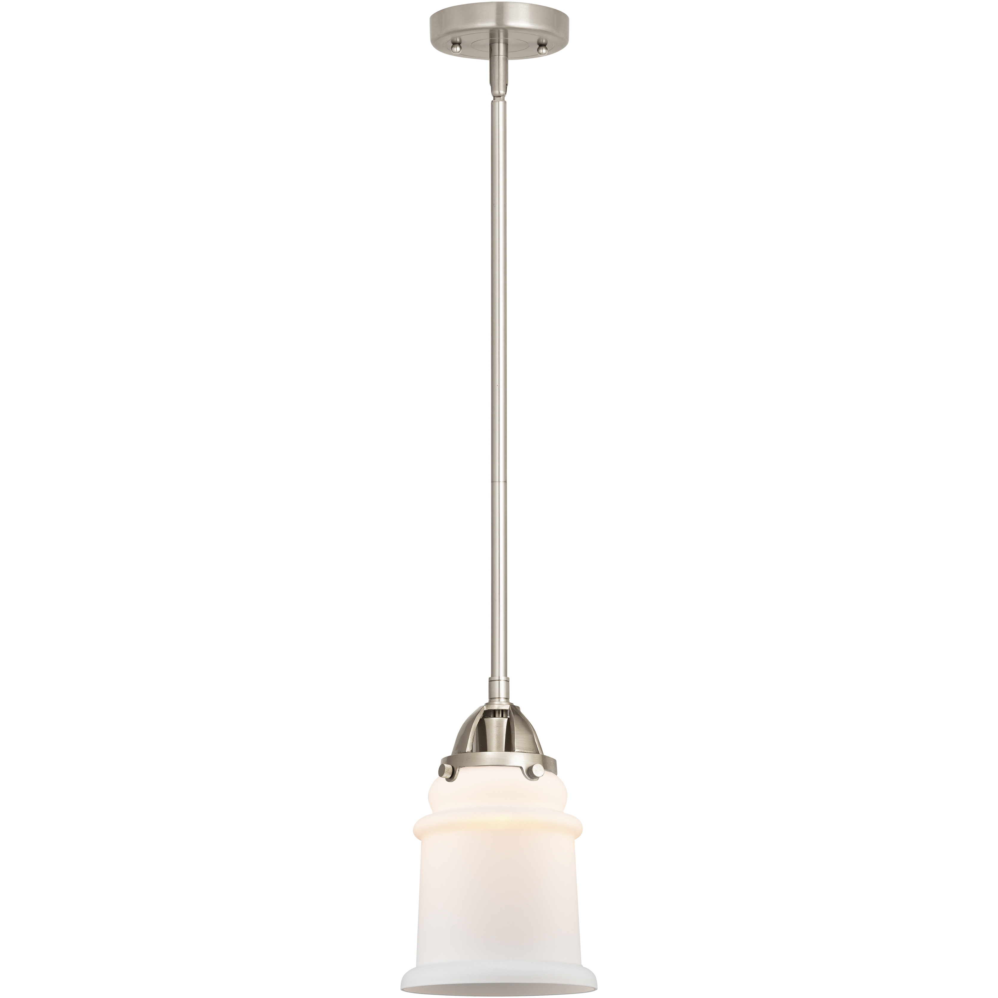 Nouveau 2 Canton LED 6 inch Brushed Satin Nickel Mini Pendant Ceiling Light in Matte White