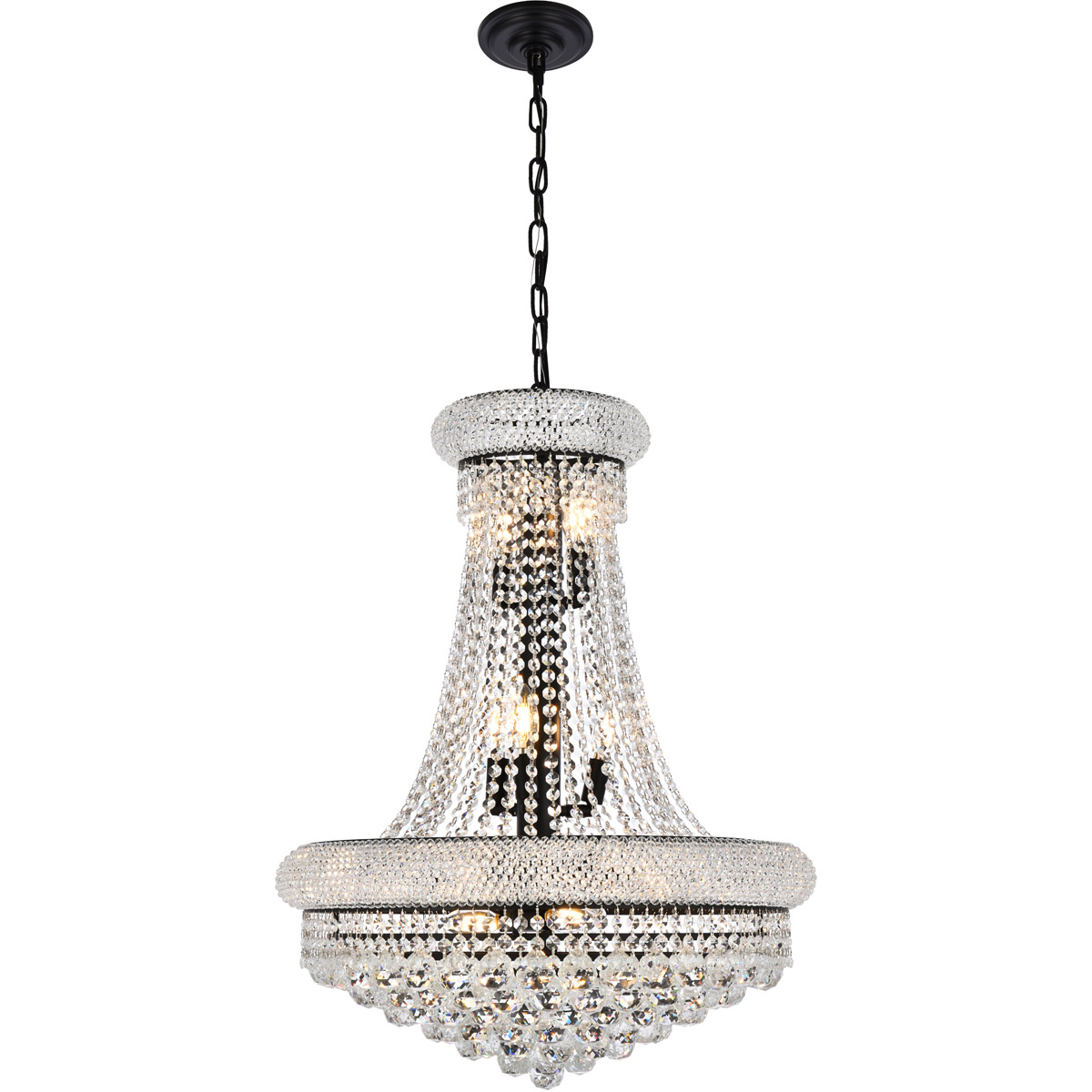 Primo 14 Light 24 inch Black and Clear Chandelier Ceiling Light in Royal Cut