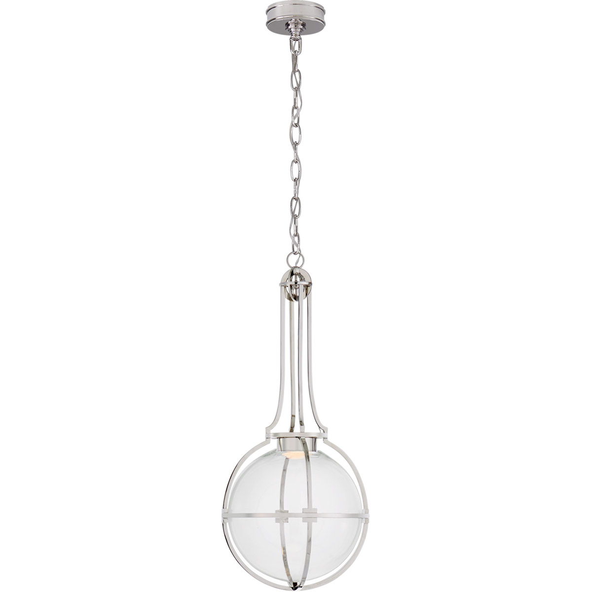 Chapman & Myers Gracie LED 13 inch Polished Nickel Captured Globe Pendant Ceiling Light, Medium
