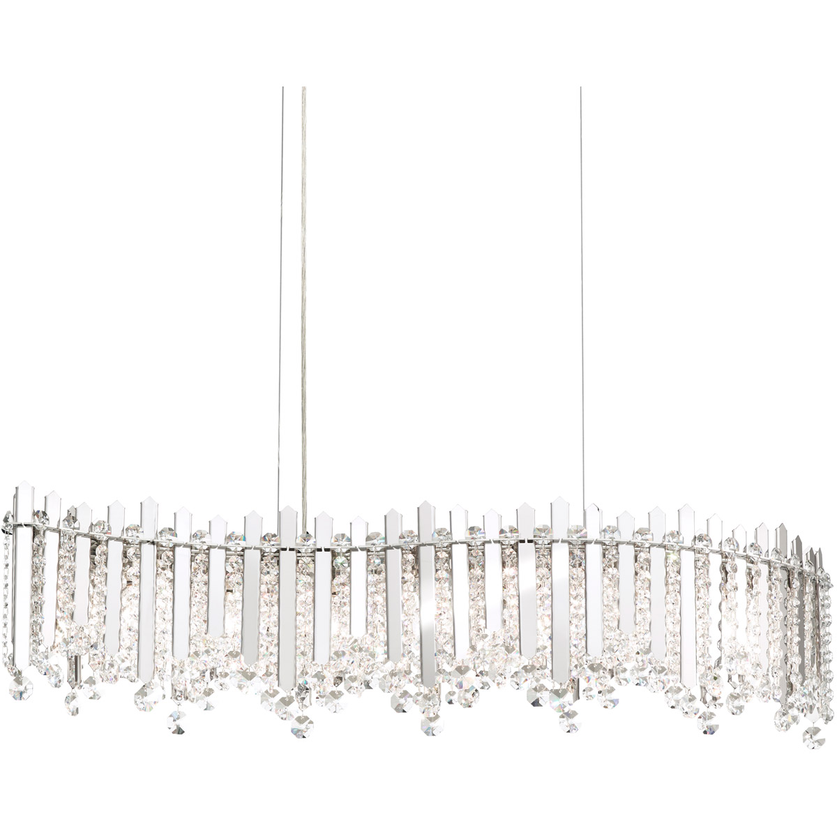 Chatter 7 Light 32.5 inch Polished Stainless Steel Linear Pendant Ceiling Light in Optic, Adjustable Height