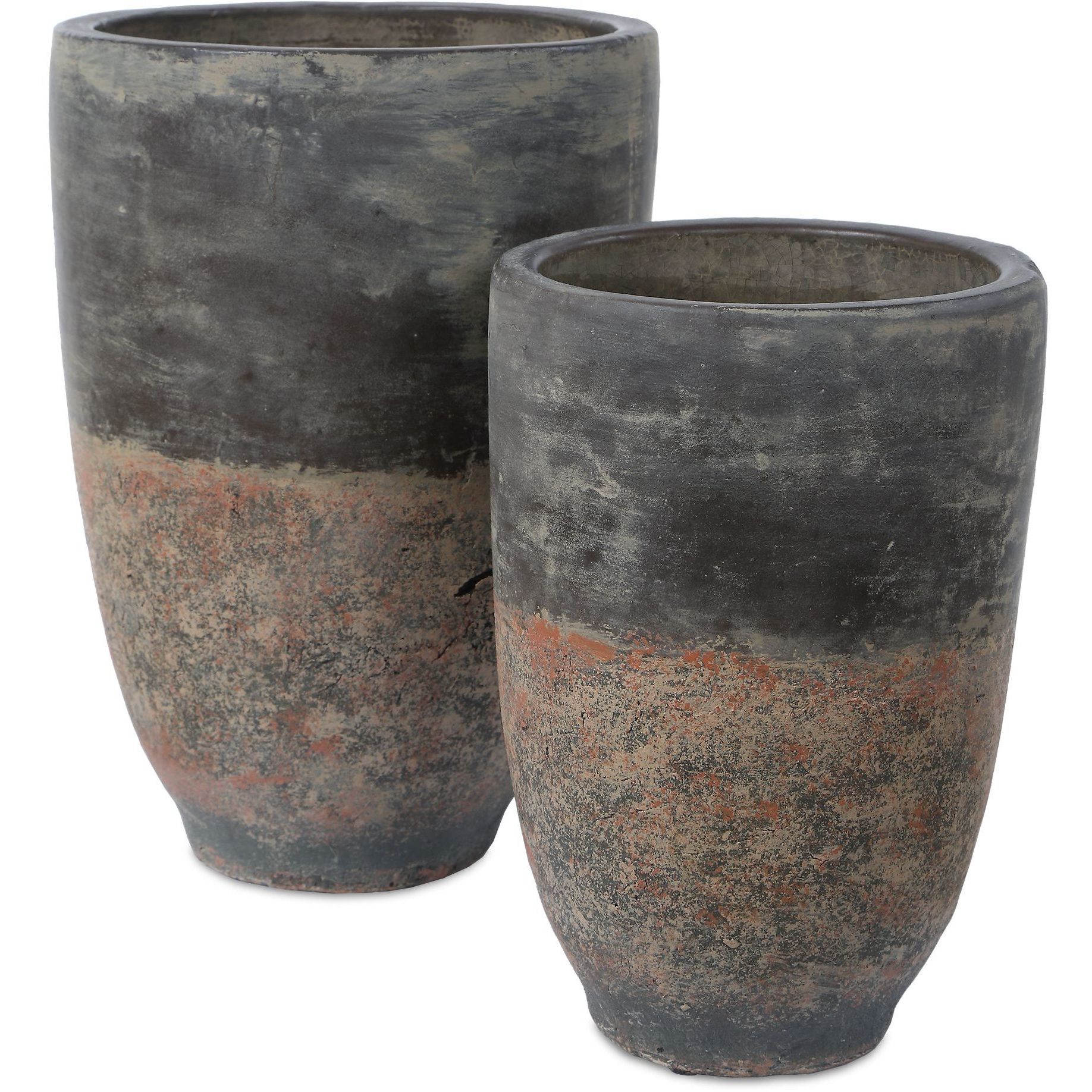 Emberwash Charcoal Tones with Warm Earthy Undertones Planters, Set of 2