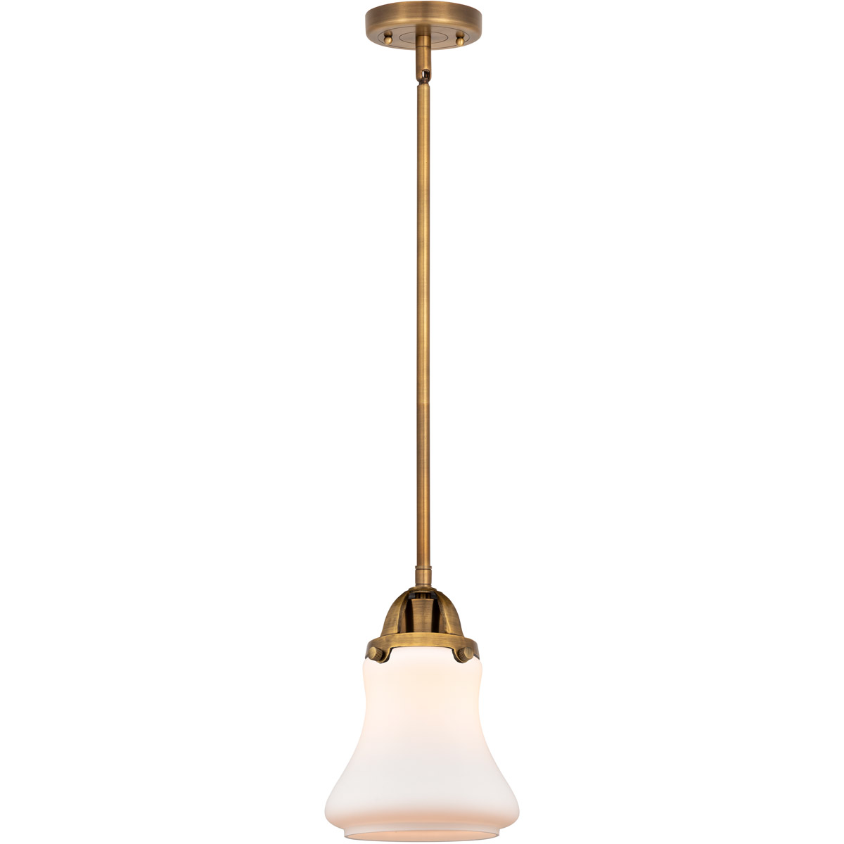 Nouveau 2 Bellmont 1 Light 6 inch Brushed Brass Mini Pendant Ceiling Light in Matte White Glass